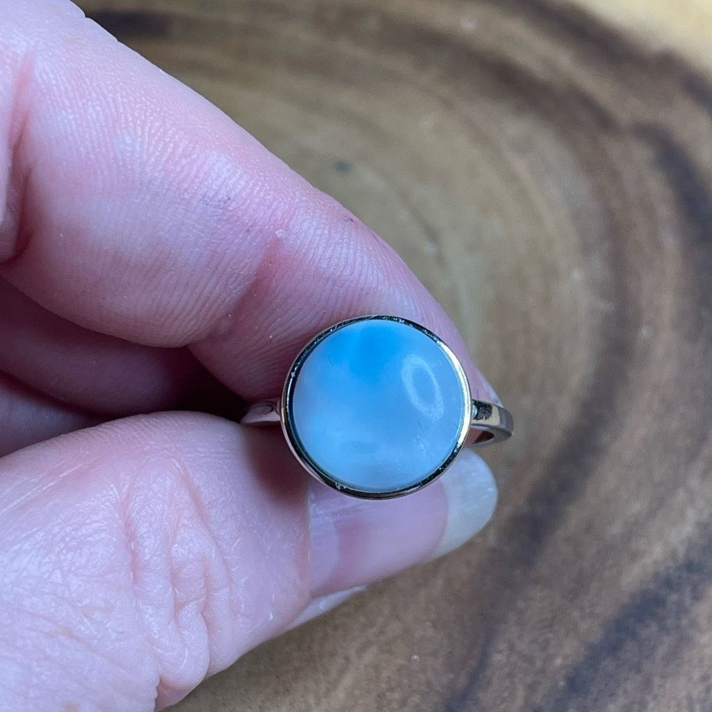 Other Larimar S925 sterling silver adjustable ring 10mm natural st Size ONE SIZE - 14 Thumbnail
