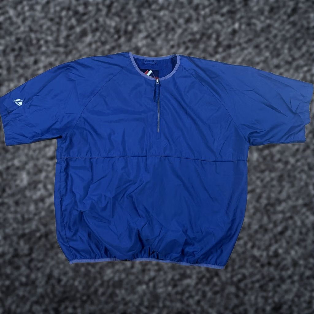 Vintage VINTAGE Majestic Baseball Jacket Windbreaker Pullover 1/4 Zip XL Mens Blue Nylon 100% Jacket/Activewear 90s Size US XL / EU 56 / 4 - 1 Thumbnail