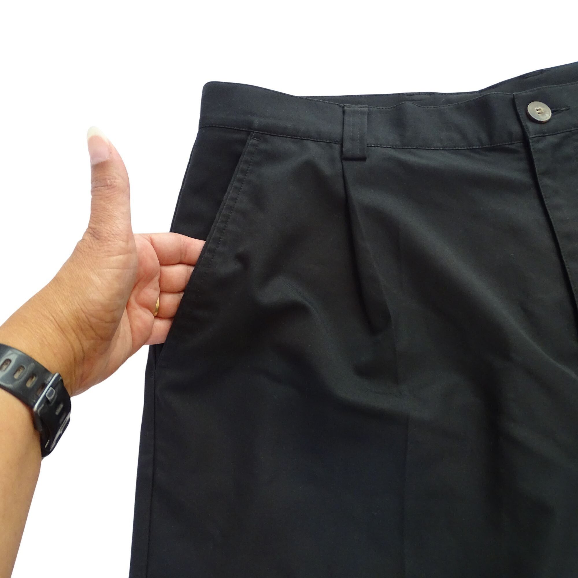Adidas Adidas Men Black Pleated Golf Casual Shorts Size 35 inch Size US 35 - 2 Thumbnail