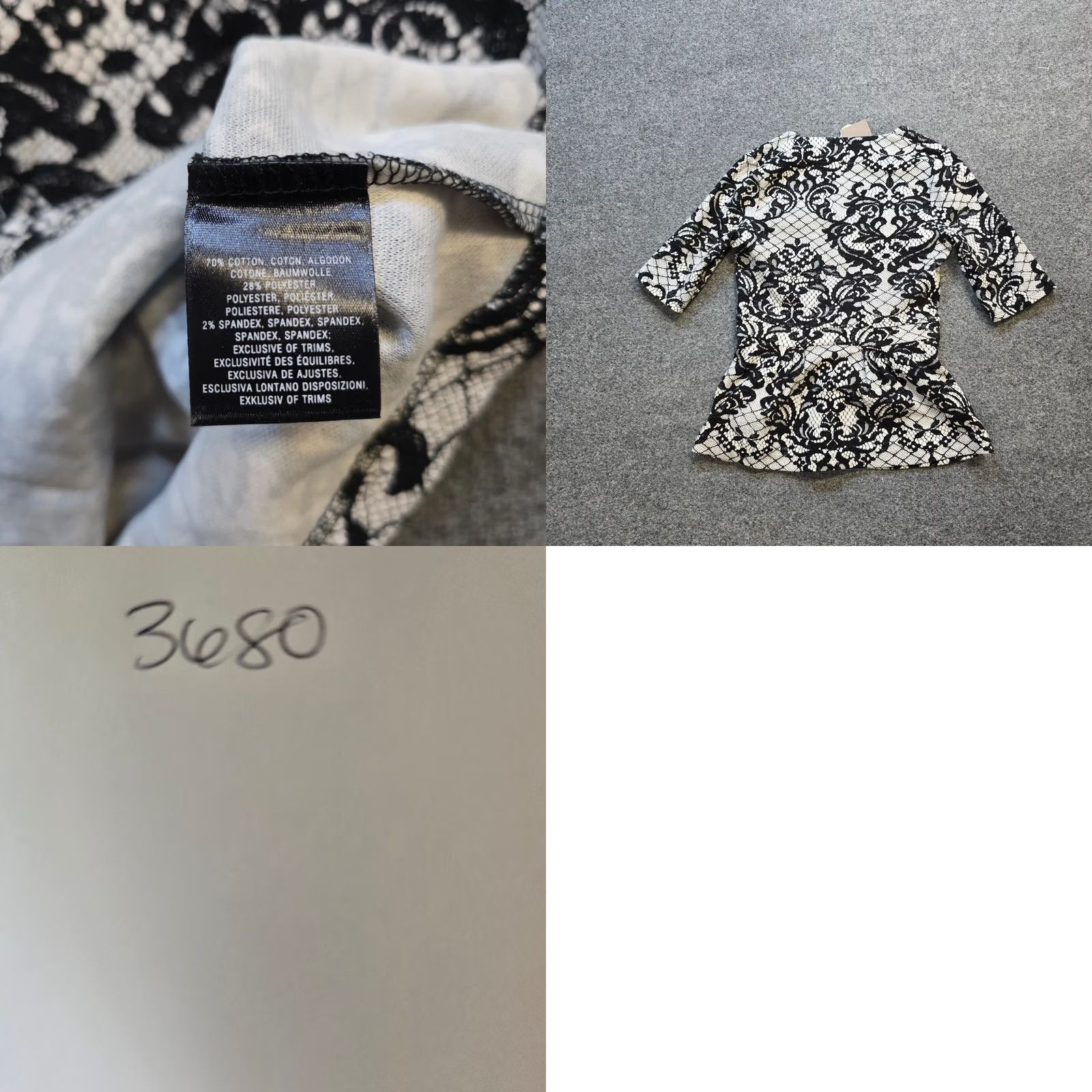 Anthropologie Postmark Anthropologie Top Womens Size Small Black White Floral Peplum Knit Blouse Casual Shirt 3/4 Sleeve Regular Womens Size S / US 4 / IT 40 - 8 Thumbnail