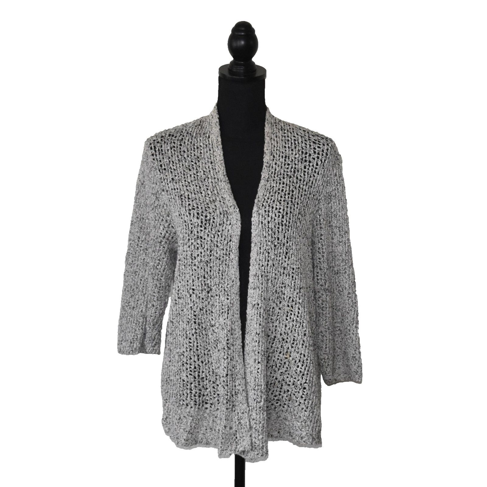 Eileen Fisher EILEEN FISHER Grey Knit Open Front 3/4 Sleeve Cardigan Sz 1X Size XL / US 12-14 / IT 48-50 - 1 Thumbnail