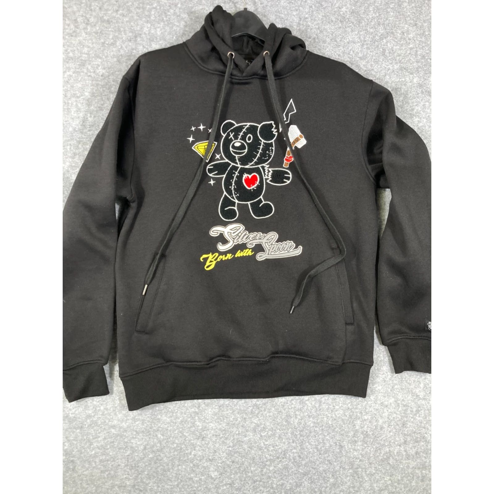 Vintage Bleecker & Mercer Pullover Sweatshirt Hooded Mens L Black Drawstring Pockets Long Sleeve Regular Fit Size US L / EU 52-54 / 3 - 3 Thumbnail