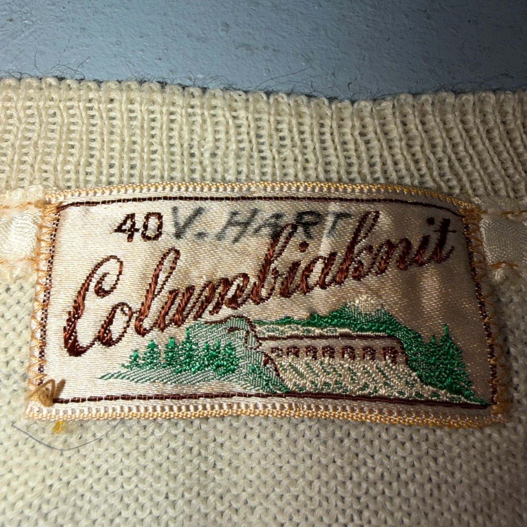 Vintage VINTAGE 1950s Wool Pullover Sweater Rockabilly Mens V Neck Ivory Columbia Knit Shirt Mens 40 Regular Wool Size US L / EU 52-54 / 3 - 2 Thumbnail