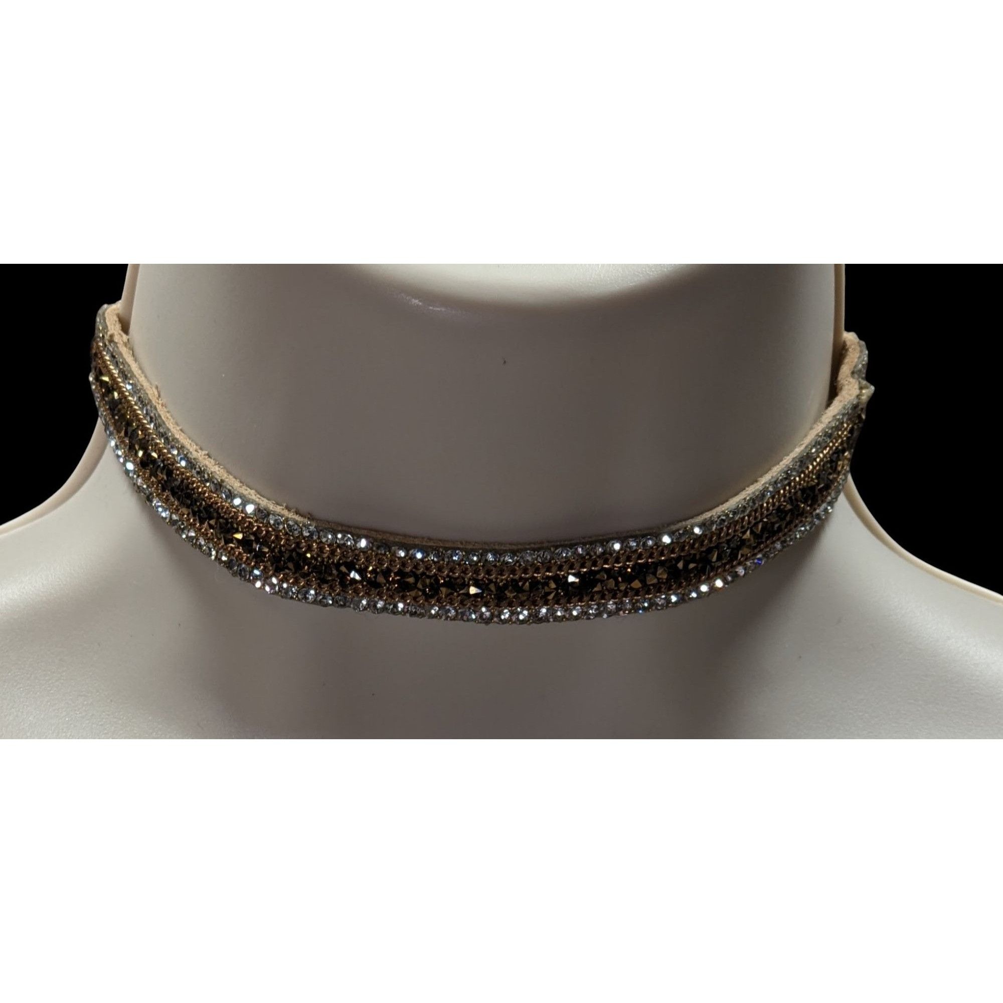Other Vintage Boho Glam Rhinestone Beaded Suede Choker Necklace Size ONE SIZE - 1 Thumbnail