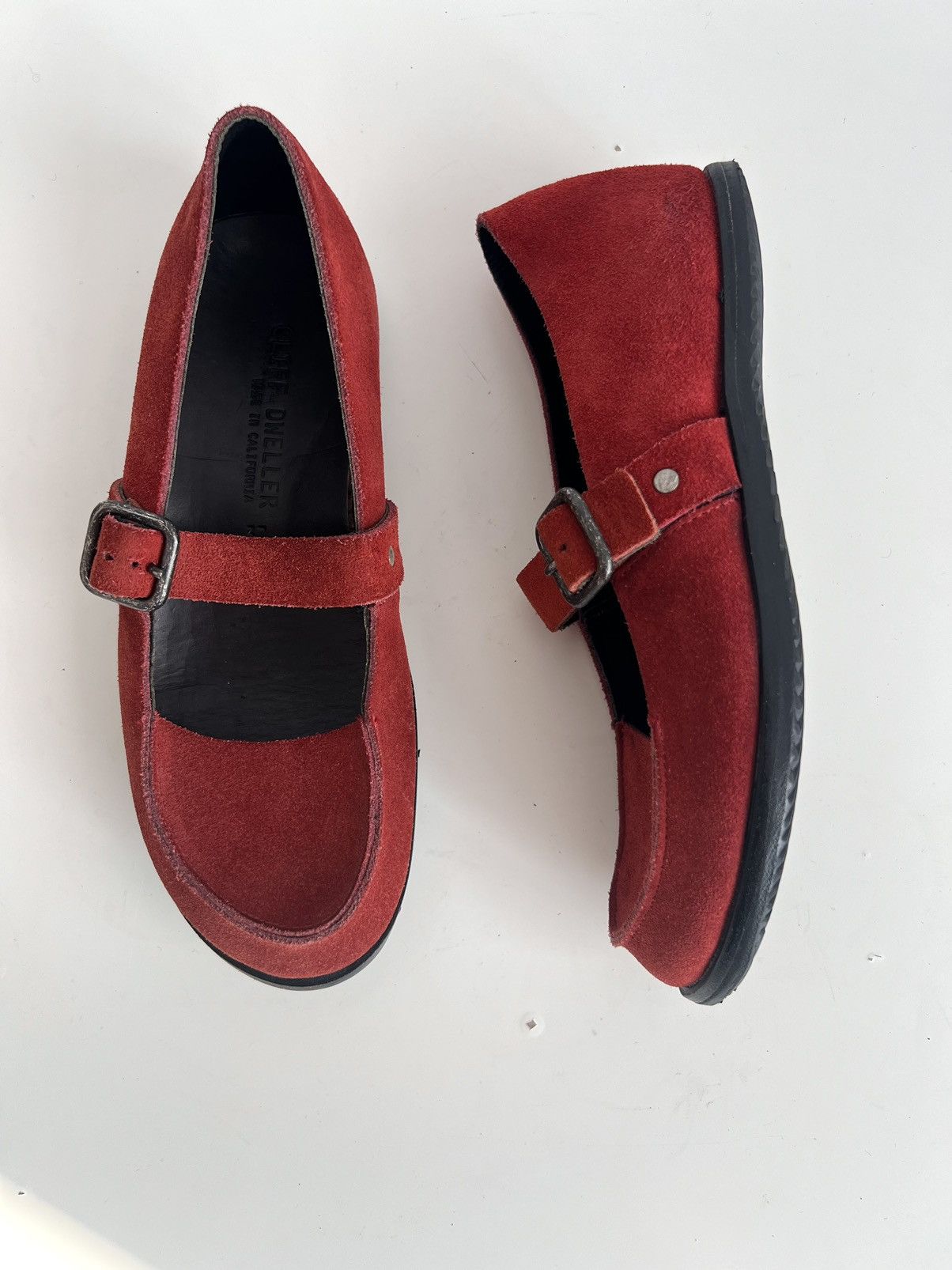 Ann Demeulemeester 🇺🇸Cliff Dweller x Cydwoq Mary Jane Red Suede Shoes Size US 7 / IT 37 - 7 Thumbnail