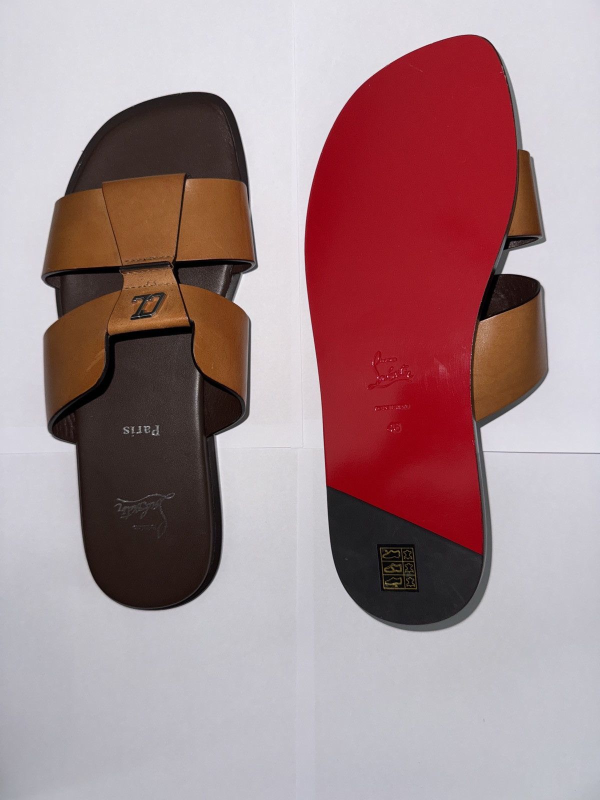 Christian Louboutin Men's Brown Loubi Be Leather Sandals