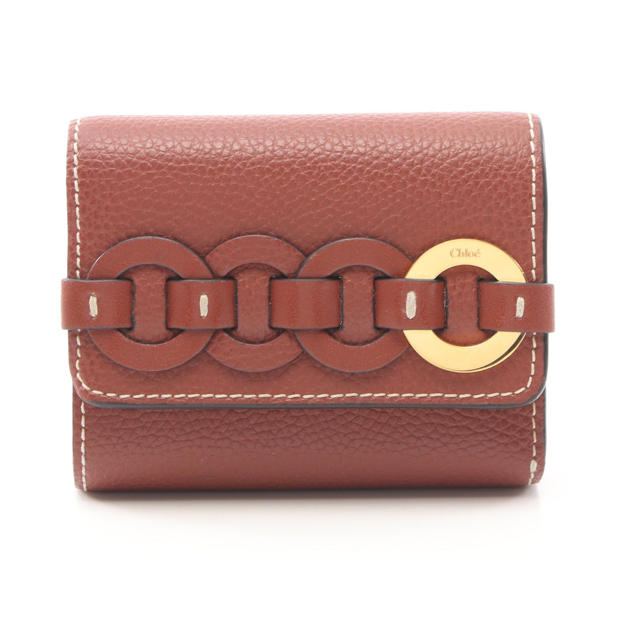image of Chloe Darryl Trifold Wallet Leather Brown, Women's