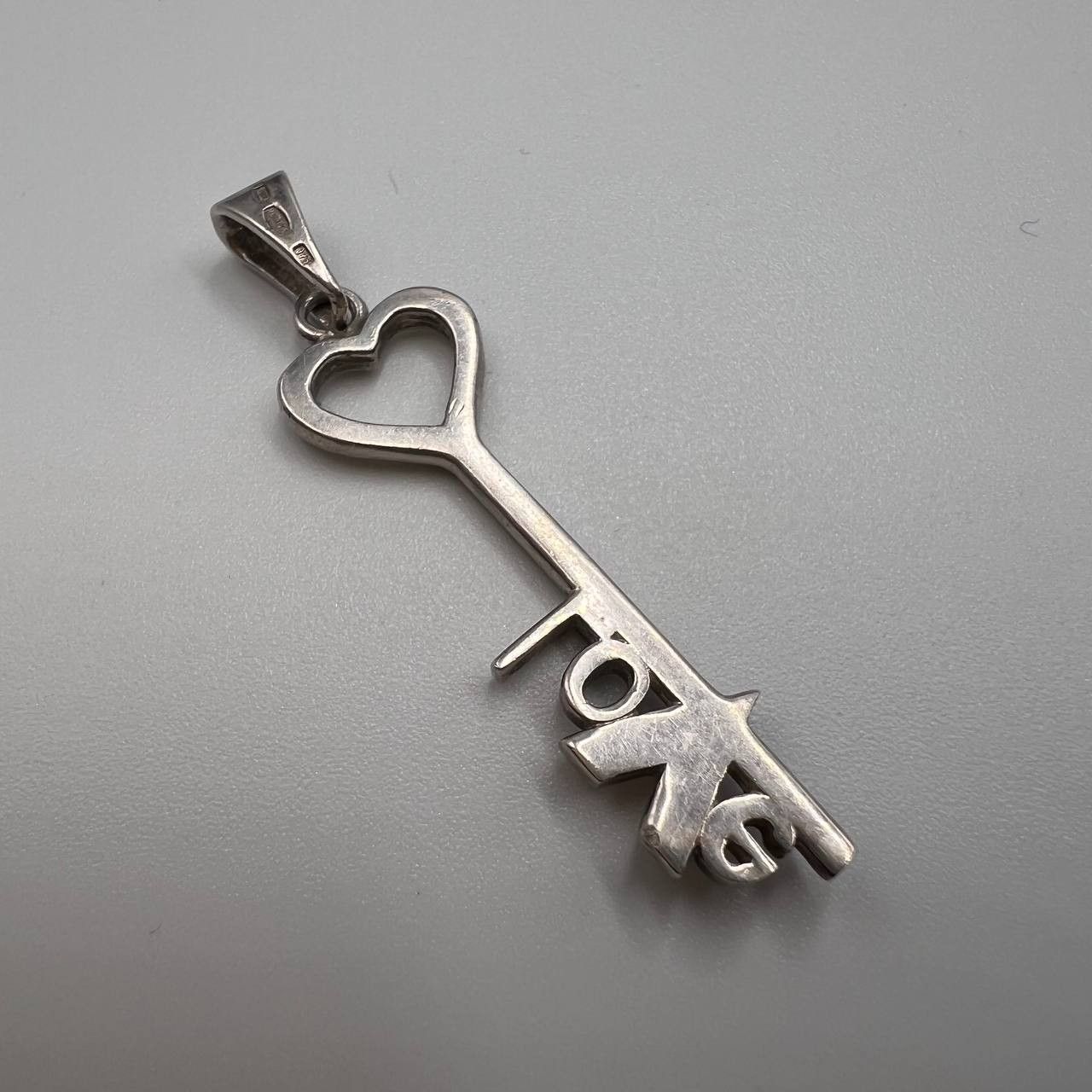 Vintage Fine Vintage Pendant Key Love Silver 875 Gold 9K Marked Size ONE SIZE - 2 Thumbnail