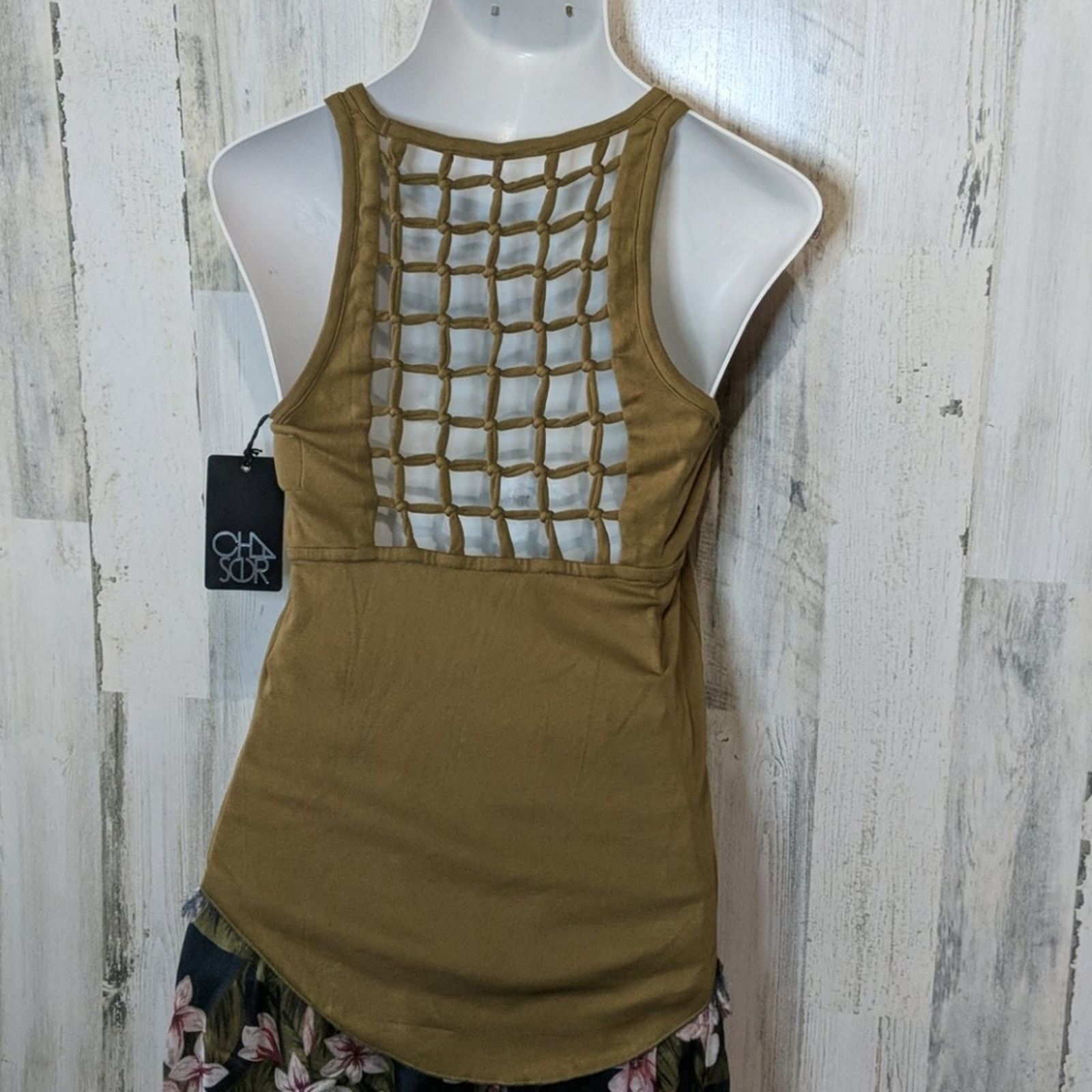 Chaser Brand CHASER Olive Green Lattice Open Back Tank Medium Size M / US 6-8 / IT 42-44 - 7 Thumbnail