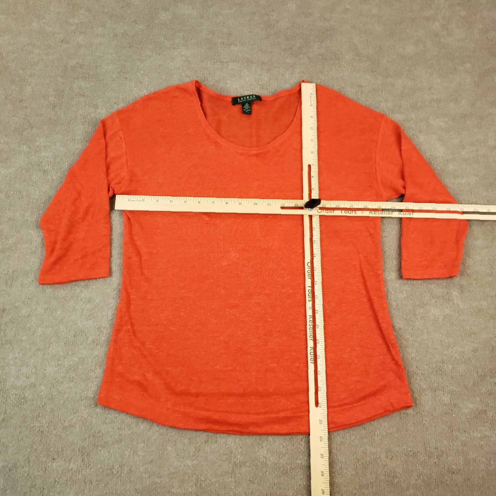 Ralph Lauren Ralph Lauren Womens Medium Orange Linen Pullover Shirt 3/4 Sleeve Casual Size M / US 6-8 / IT 42-44 - 2 Thumbnail