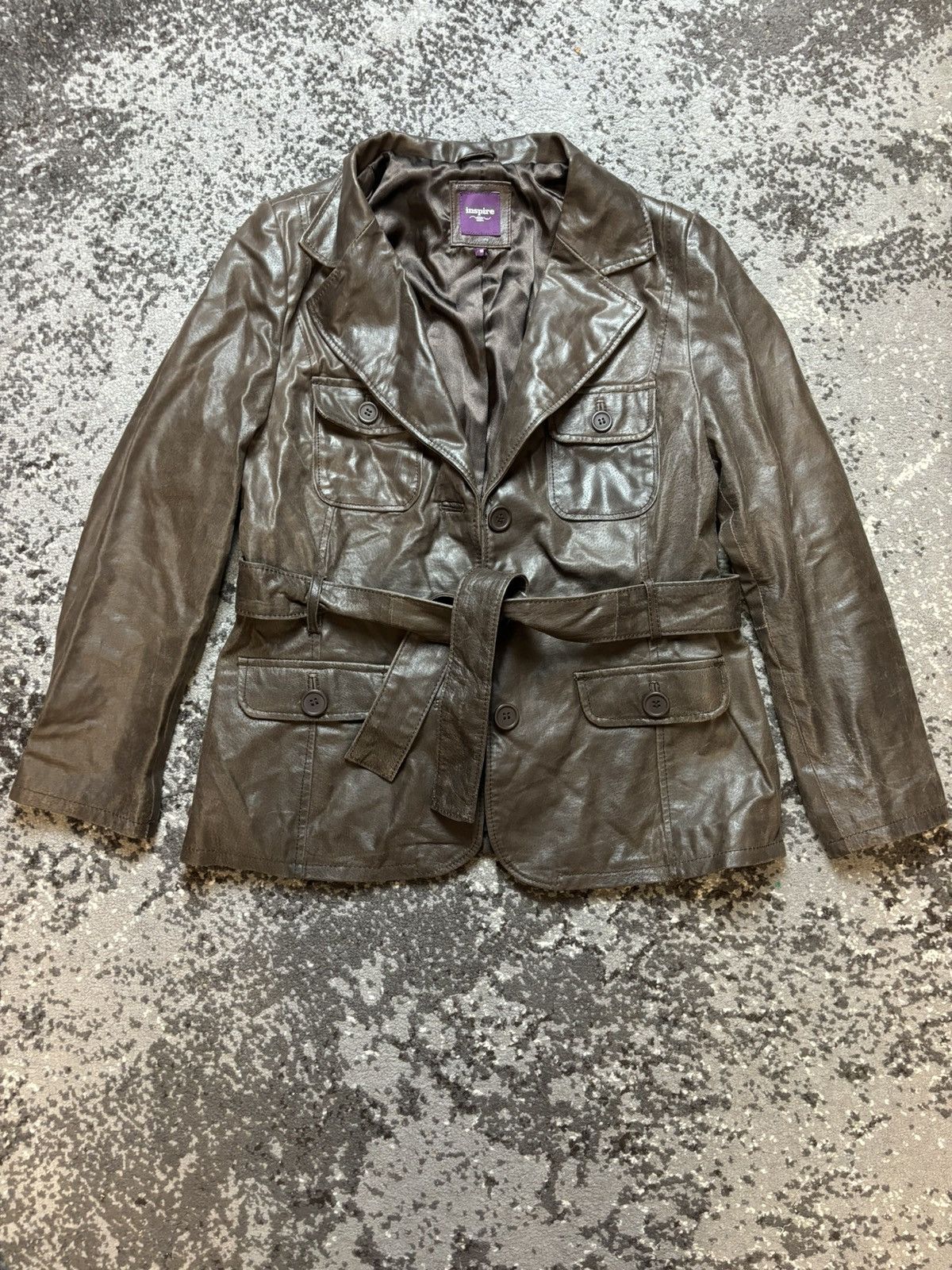 New Look × Vintage Y2K New Look Inspire Vintage Leather Brown Biker Jacket Size XXL / US 16-18 / IT 52-54 - 4 Thumbnail