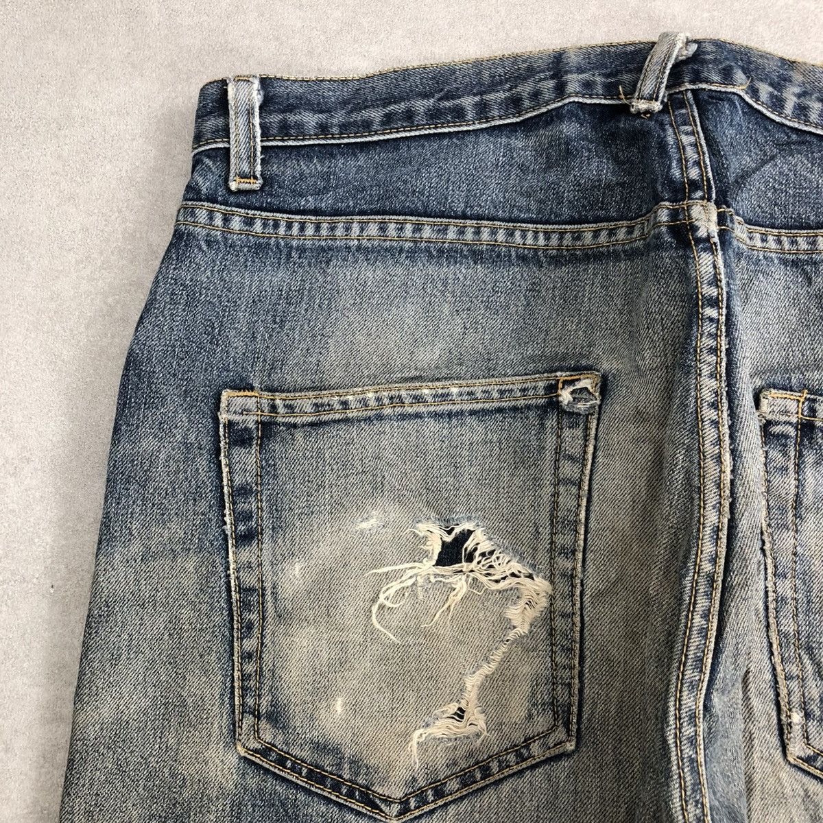 If Six Was Nine × Le Grande Bleu (L.G.B.) 🇺🇸 2000s Fresyjive Distressed Punk Custom Rework Jeans Y2K Size US 34 / EU 50 - 15 Thumbnail