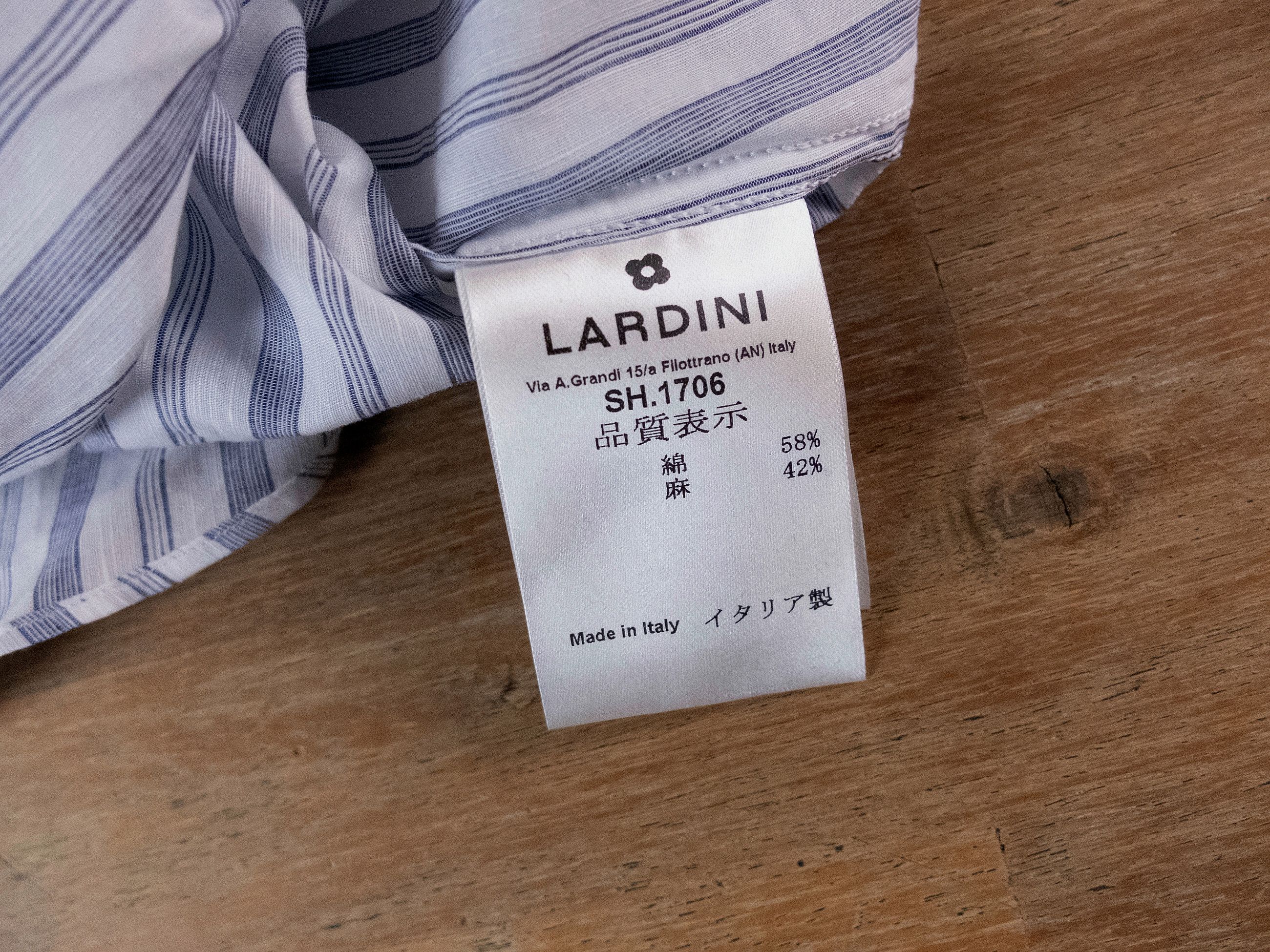 Lardini LARDINI white blue striped cotton linen lightweight shirt Size US L / EU 52-54 / 3 - 6 Thumbnail