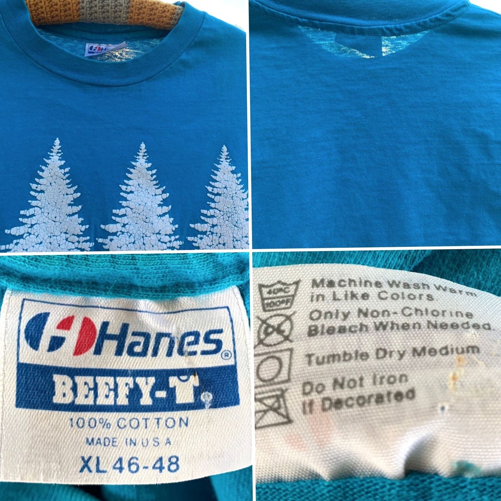 Hanes VINTAGE Hanes Beefy-T Collins Lake T Shirt 1987 100% Cotton XL Blue Graphic Tee Mens Size US XL / EU 56 / 4 - 5 Thumbnail