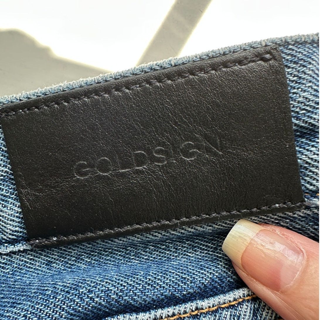 GOLDSIGN Goldsign Gold Button Fly Med Wash Straight Leg Crop Jeans 31 Size 31" - 9 Thumbnail