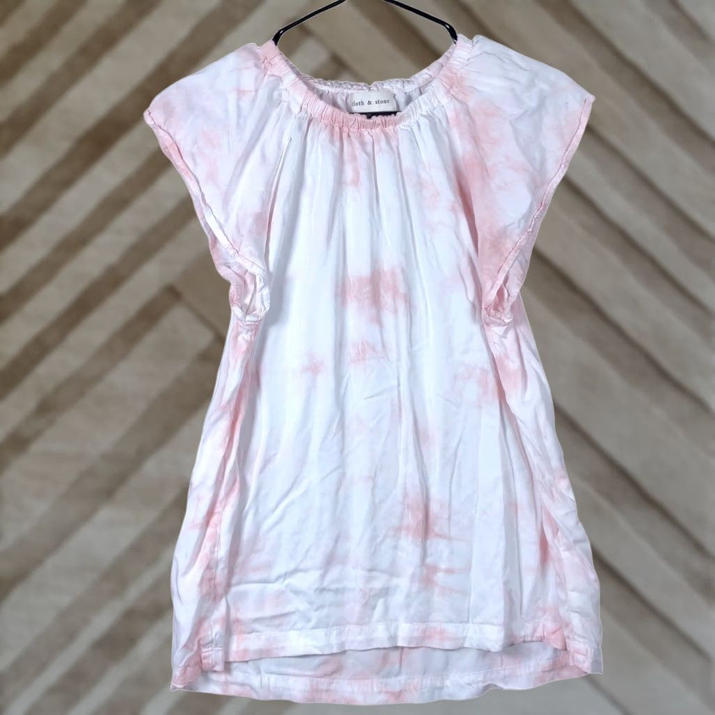 CLOT Cloth & Stone Womens Top Whispy Pink Evereve Elastic Neck Flutter Small Shirt T-Shirt Casual Workwear Relaxed Fit Womens Size S / US 4 / IT 40 - 1 Thumbnail
