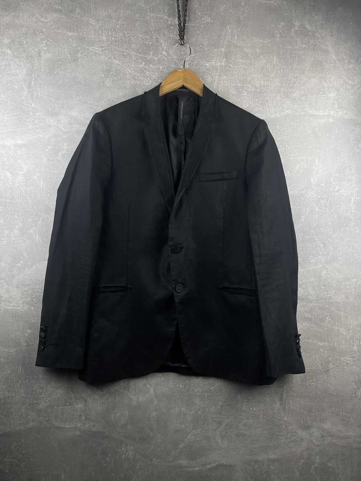 20471120 × Messagerie Messagerie Patrizo Piscaglia Opium Distressed Linen Blazer Size 48L - 1 Thumbnail