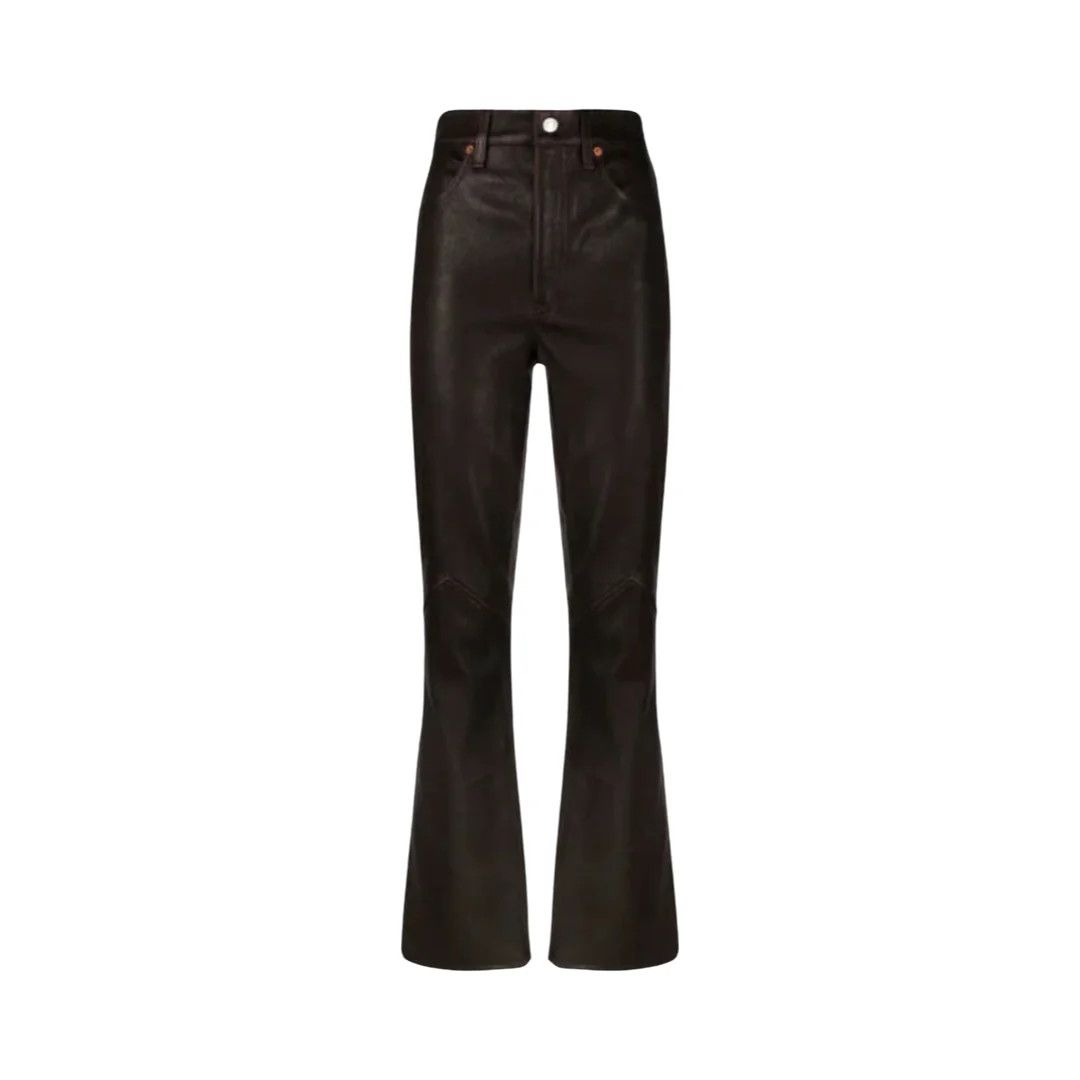 image of Redone O1Mle0524 Leather Trousers In Brown, Women's (Size 26)