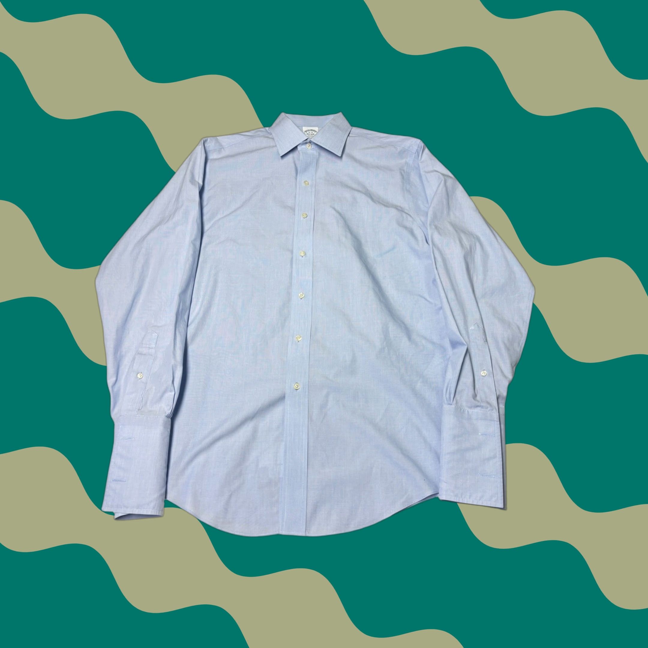 Brooks Brothers VINTAGE Brooks Brothers Regent Fit Blue Non Iron Supima Dress French Cuffs Shirt 16 35 Size 40R - 1 Thumbnail