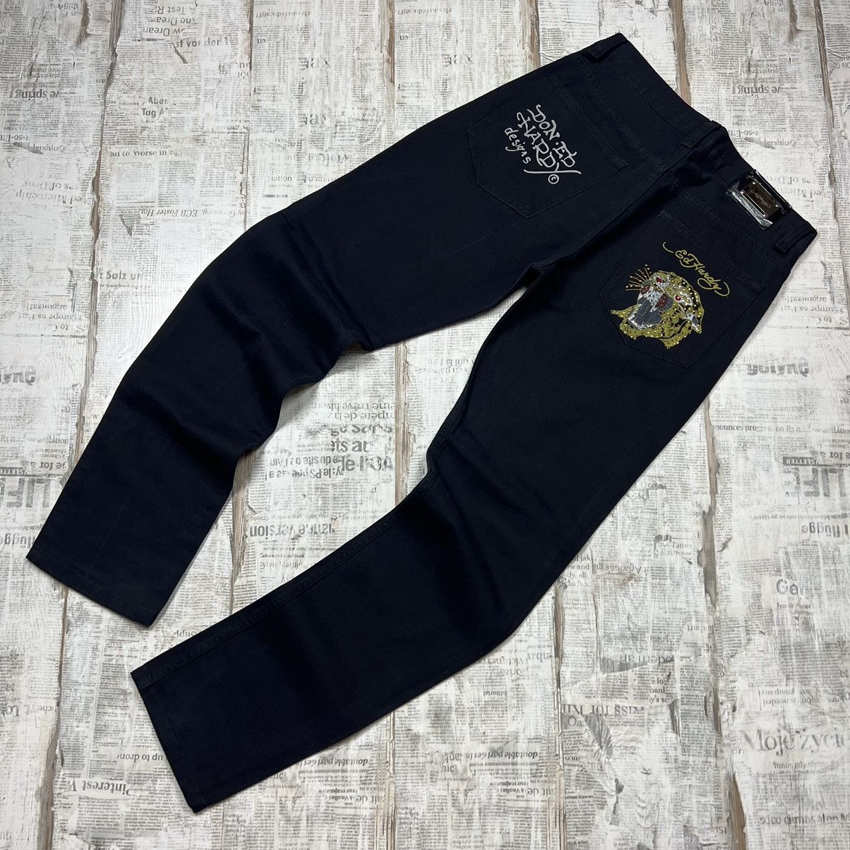 image of Christian Audigier x Ed Hardy Pants in Black, Men's (Size 33)