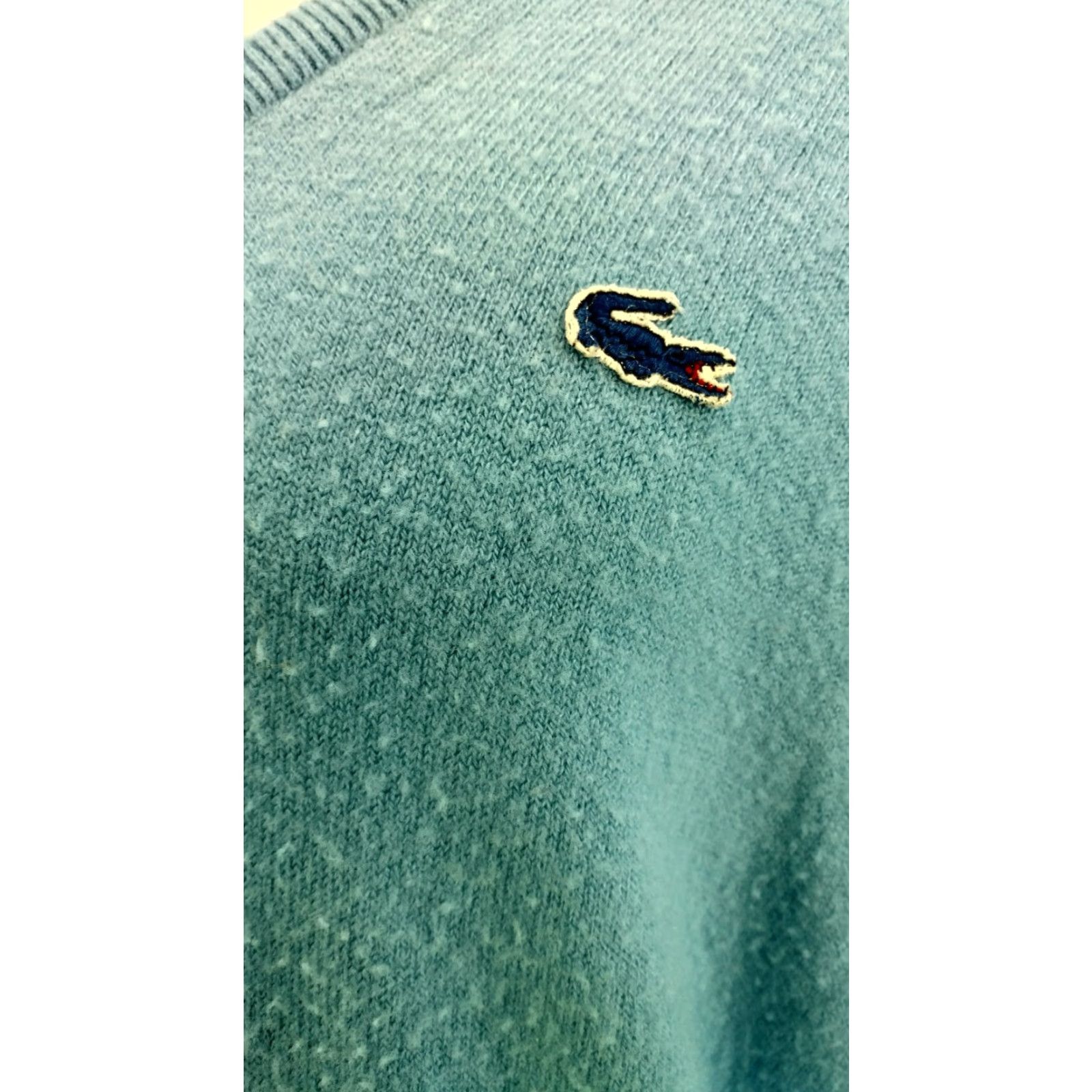 Izod VINTAGE IZOD Lacoste Men's V-Neck Cardigan Sweater Sky Blue USA made Blue Gator Cardigan Mens Sky Blue UCS Size US L / EU 52-54 / 3 - 3 Thumbnail