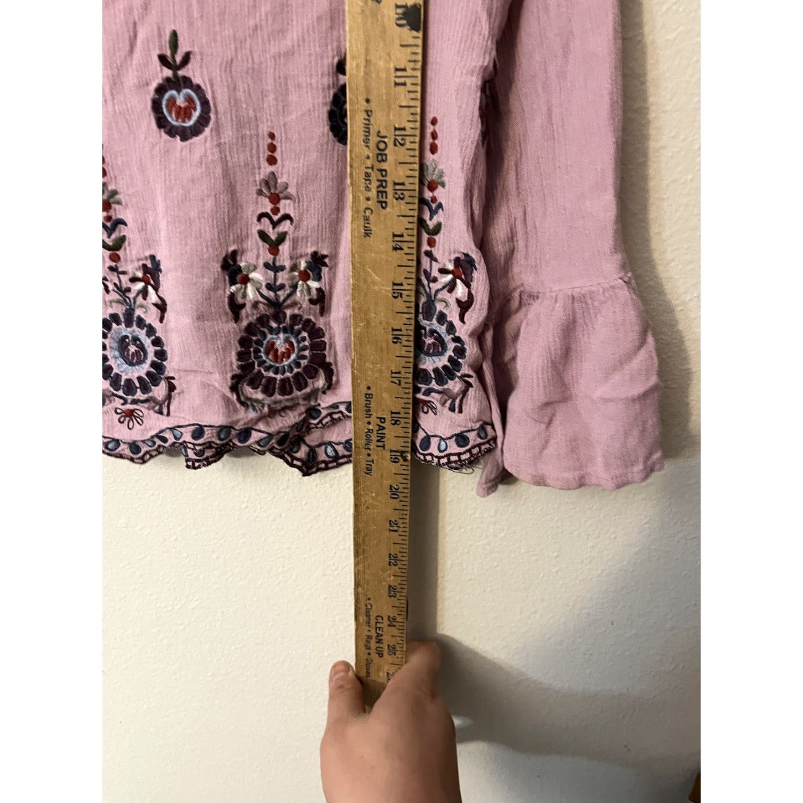 Vintage Aéropostale Womens Blouse Bell Sleeve Boho Embroidered Purple Small Size S Pullover Geometric Round Neck Casual Size S / US 4 / IT 40 - 4 Thumbnail