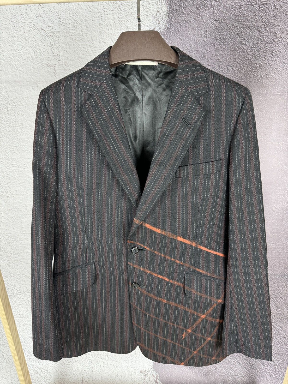 Other PseudoHero striped Custom Made striped draw painted blazer Size 42R - 4 Thumbnail
