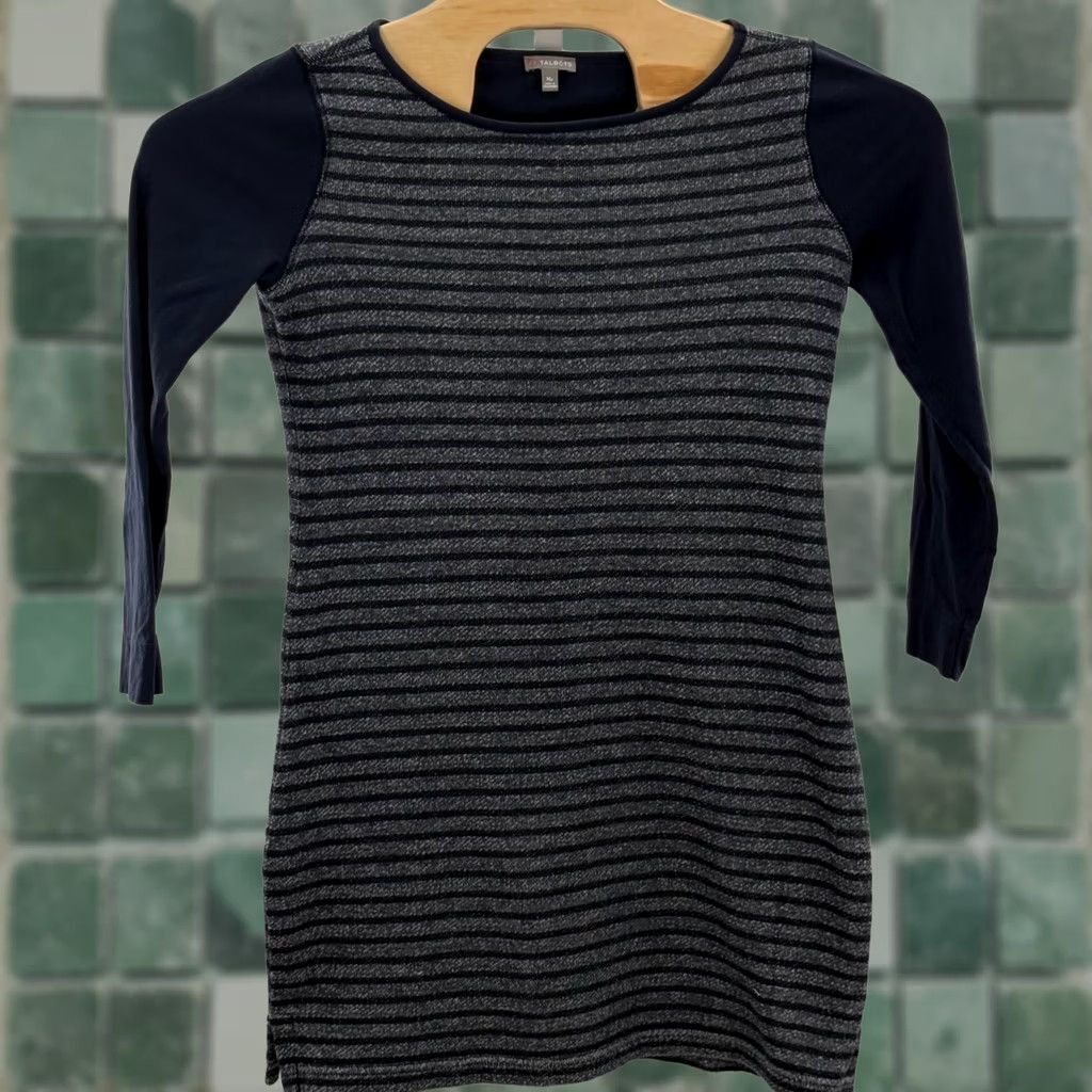 Talbots Talbots Knit Dress Striped Long Sleeve Casual Career Sheath PM Petite Women Gray Knit Dress MP Size M / US 6-8 / IT 42-44 - 1 Thumbnail