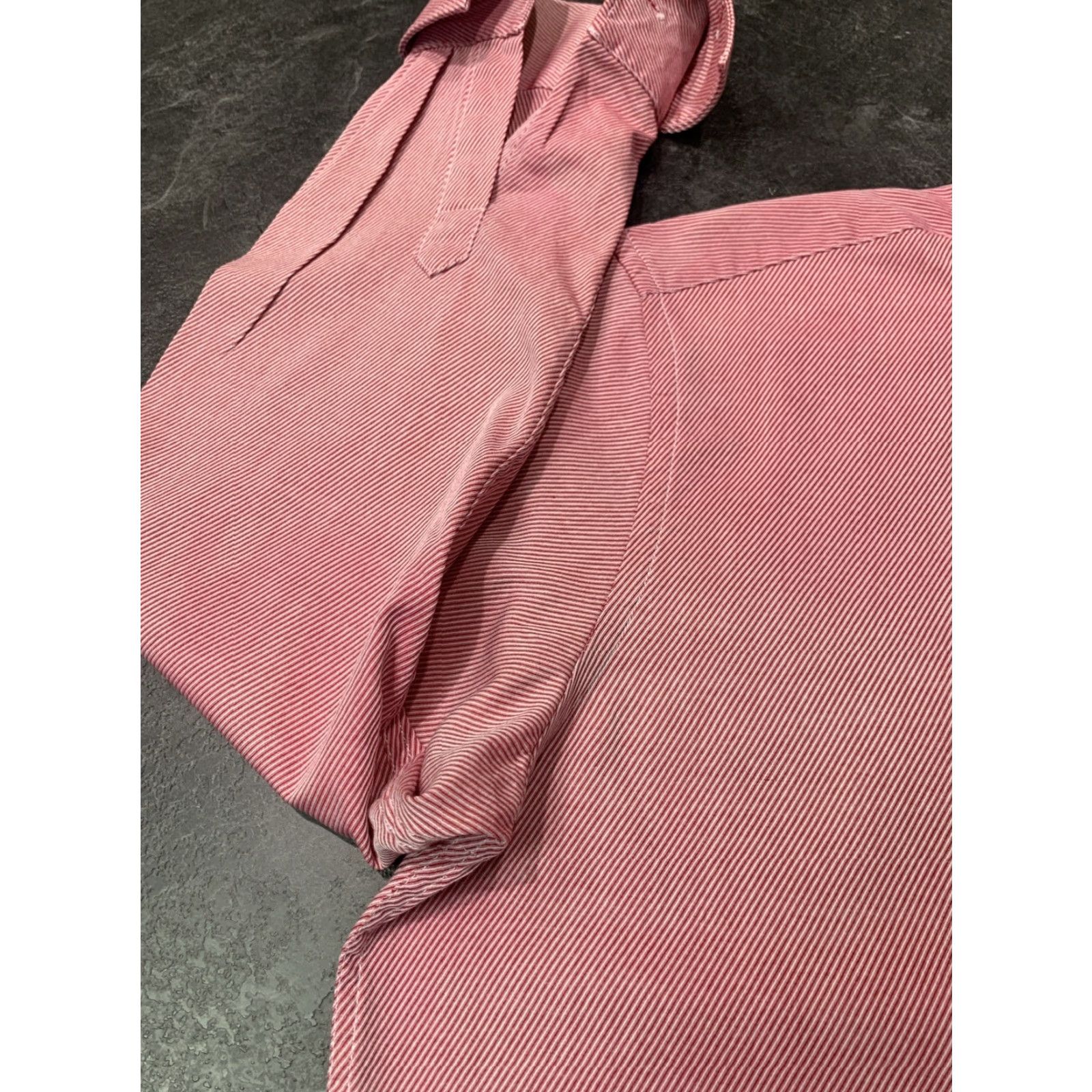 Pinko Robert Lewis Pink Striped Dress Shirt Button-Up Long Sleeve Men's 17.5 Regular FRENCH CUFF Size 46R - 6 Thumbnail