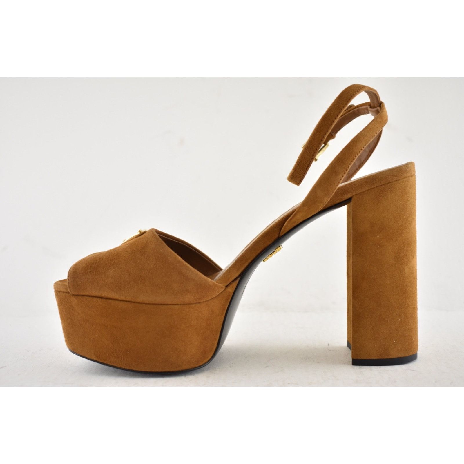 Prada Prada 115mm Cognac Brown Suede Platform Sandal 38.5 Size US 8.5 / IT 38.5 - 16 Thumbnail