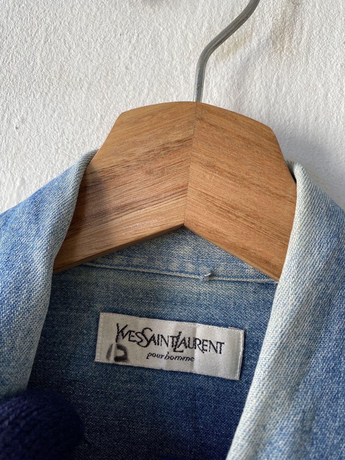 Vintage 1990s - YvesSaintLaurent Pour Homme Button Up Jeans Shirt Size US M / EU 48-50 / 2 - 10 Thumbnail