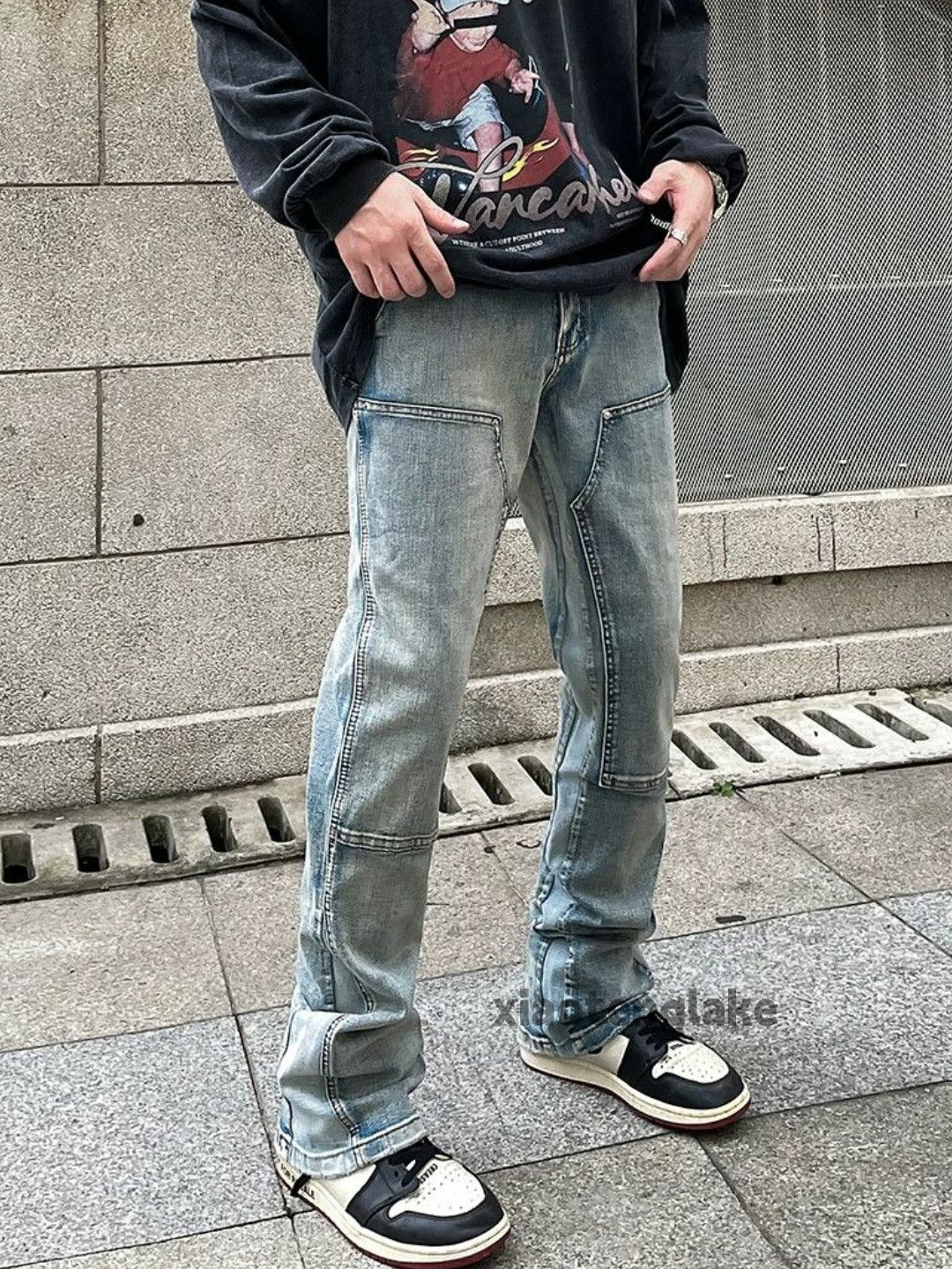 Jean × Vintage washed faded cleanfit yuppie carpenter flared jeans Size US 34 / EU 50 - 3 Thumbnail