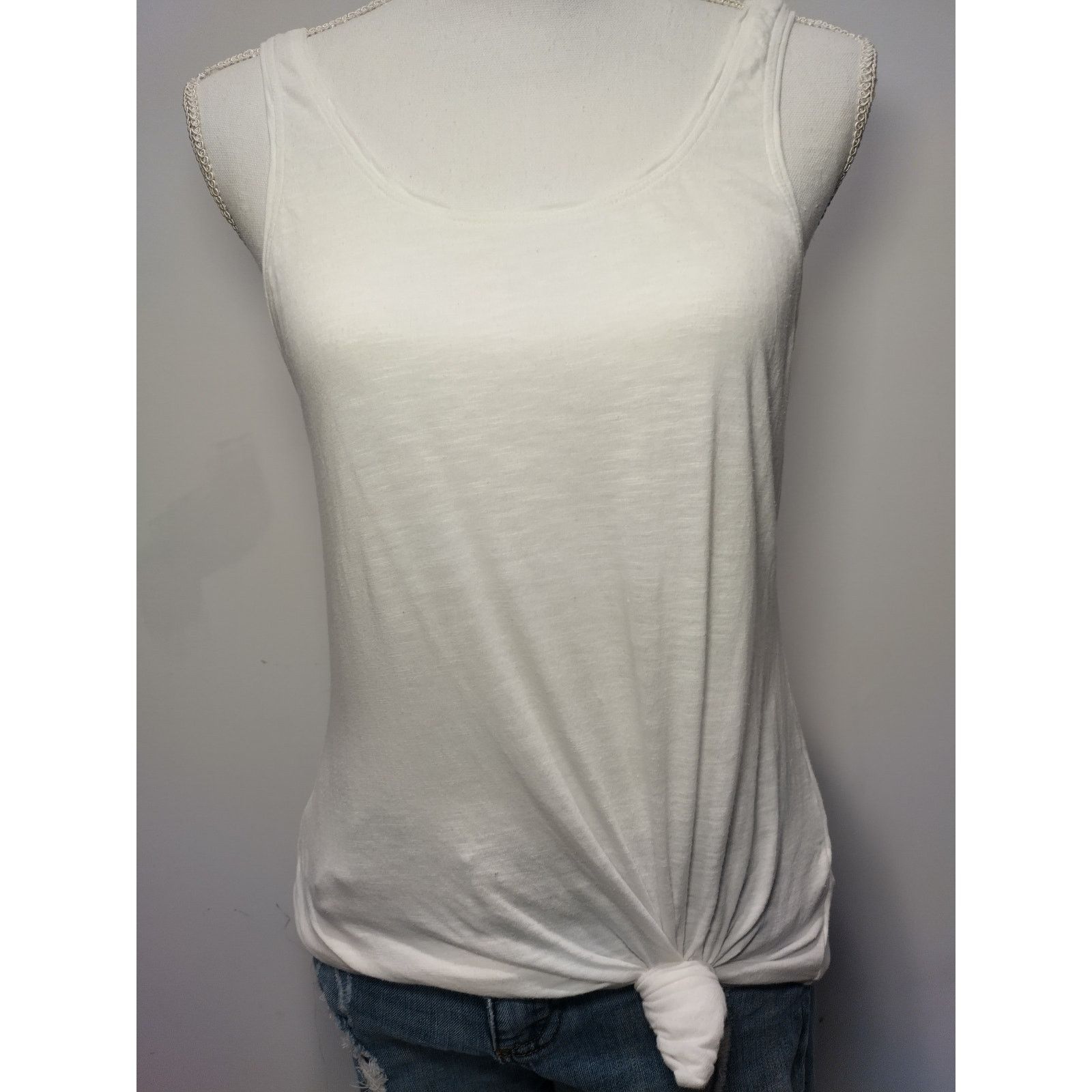 14th & Union 14th & Union Women Tank Top Tie Scoop Neck Sleeveless White Size S / US 4 / IT 40 - 3 Thumbnail