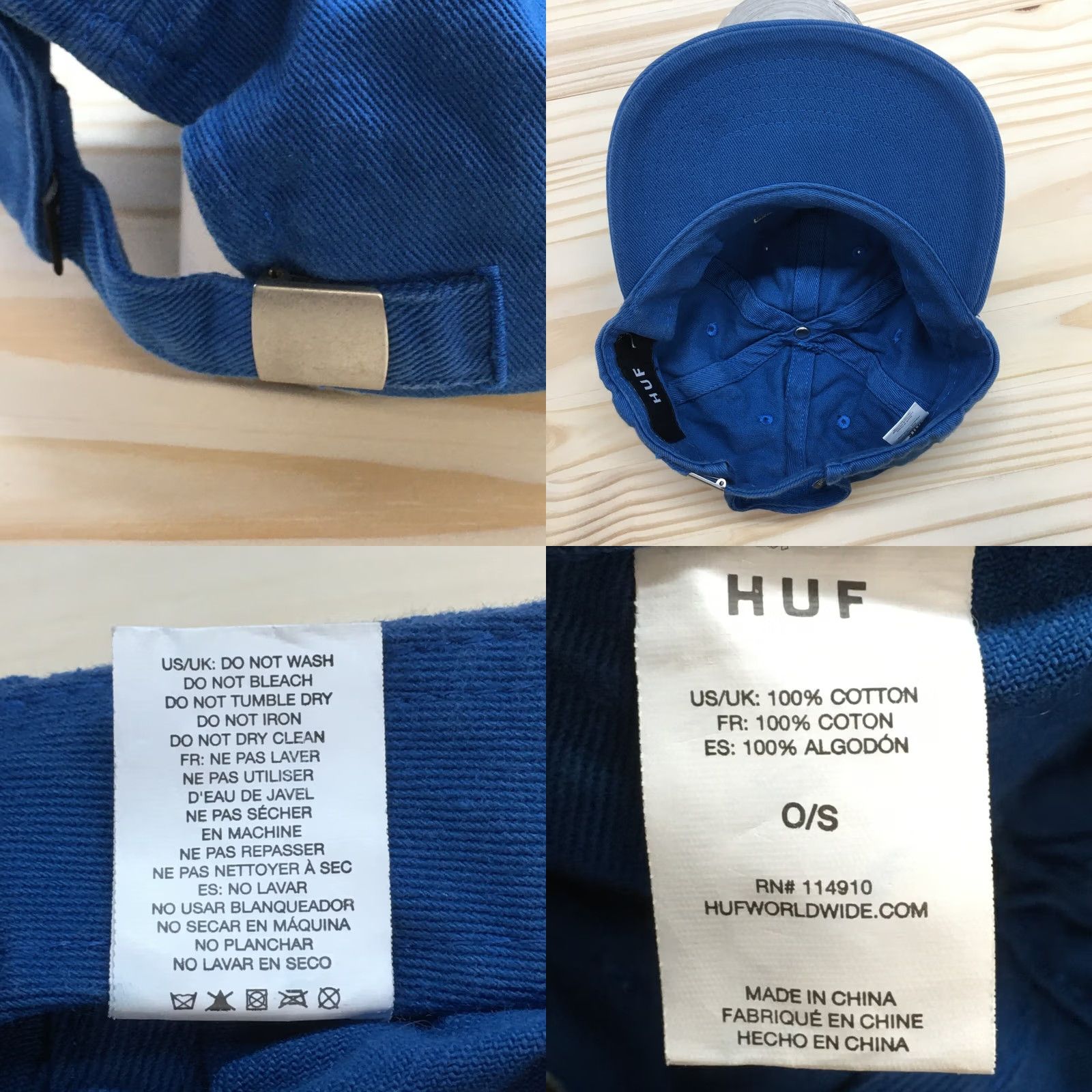 Huf HUF Baseball Cap Mens Blue One Size Adjustable Curved Brim Embroidered Logo Size ONE SIZE - 8 Thumbnail