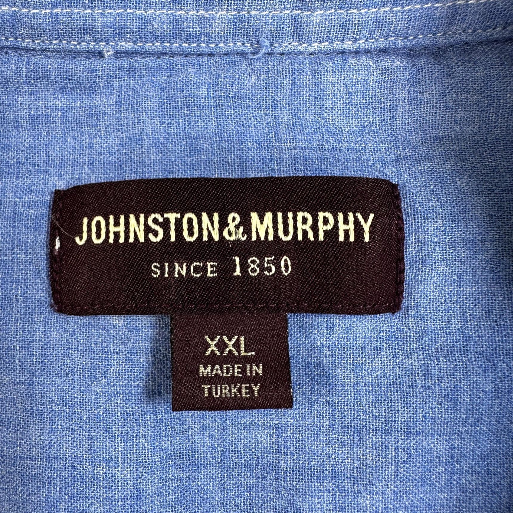 Johnston & Murphy Johnston & Murphy Shirt Button-Up Mens 2XL Blue Plaid Shirt Button Up Check Cotton Long Sleeve Men Size US XXL / EU 58 / 5 - 2 Thumbnail