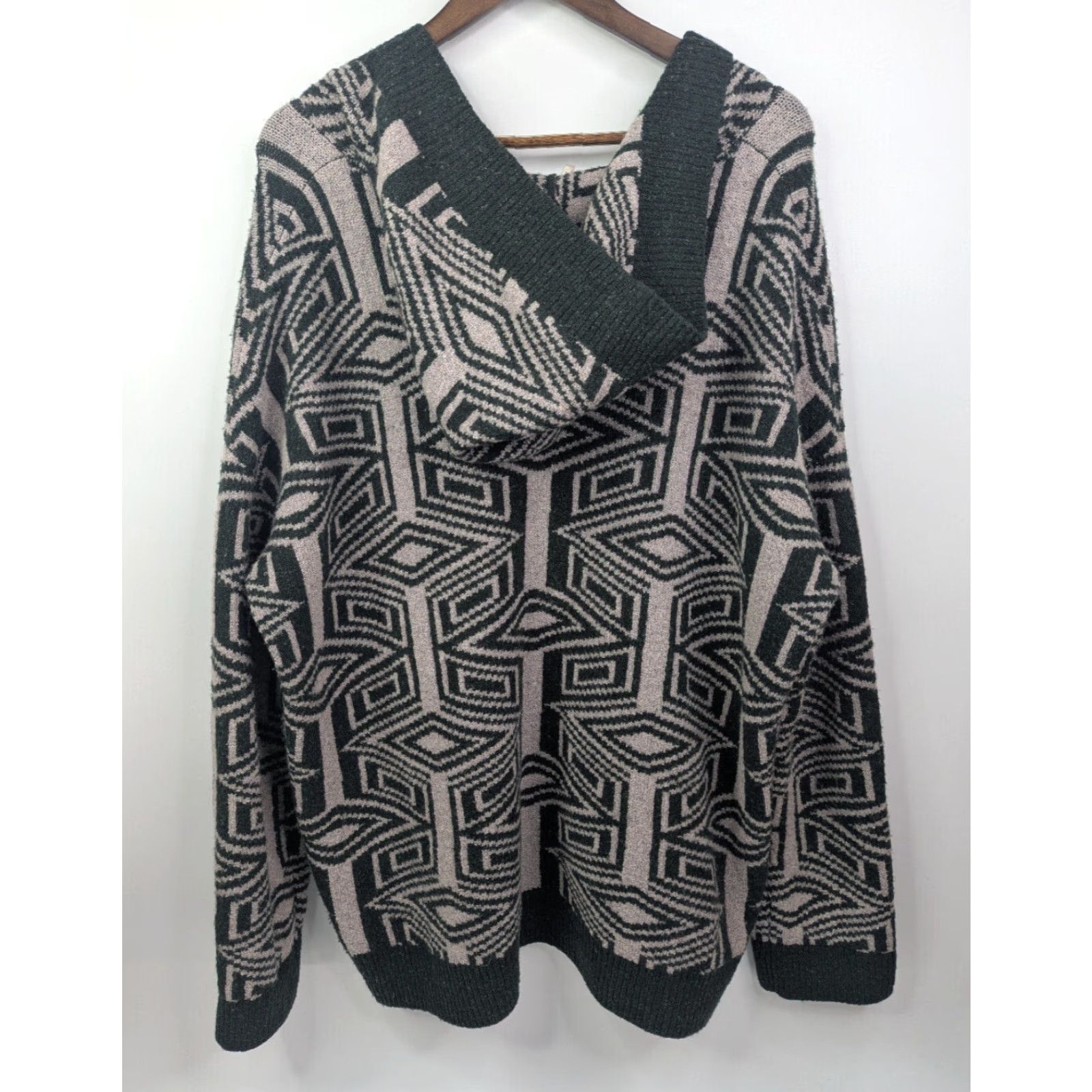 Free People Free People Hoodie Womens L Green Six Degrees Tribal Printed Wool Acrylic Linen Nylon Spandex Size L / US 10 / IT 46 - 4 Thumbnail