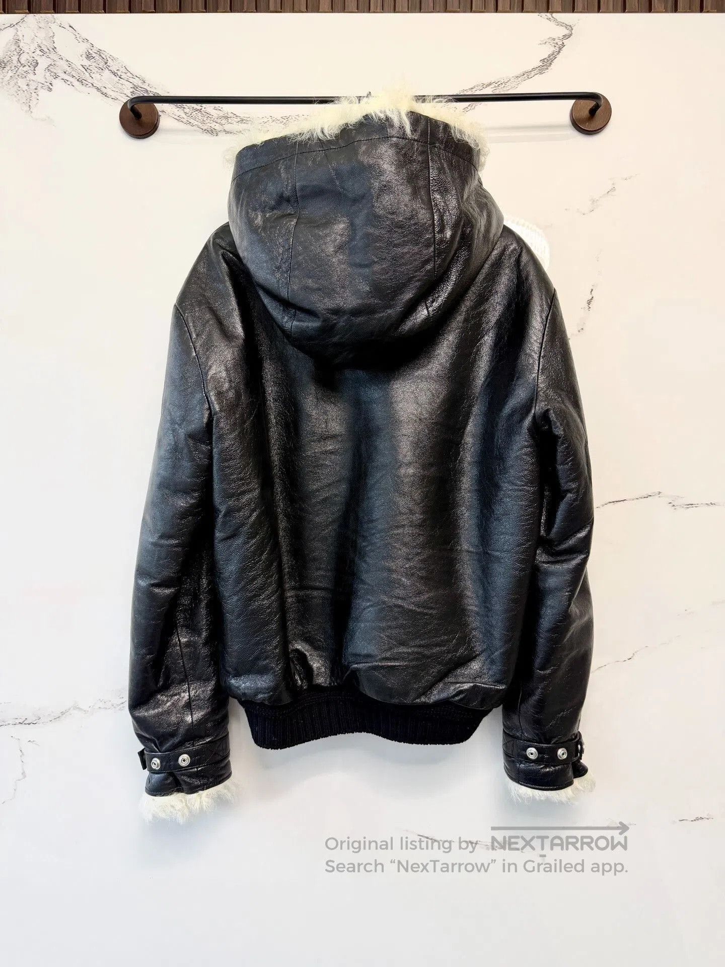 Saint Laurent Paris Saint Laurent Black Leather Hooded Sweatshirt. Size US S / EU 44-46 / 1 - 4 Thumbnail