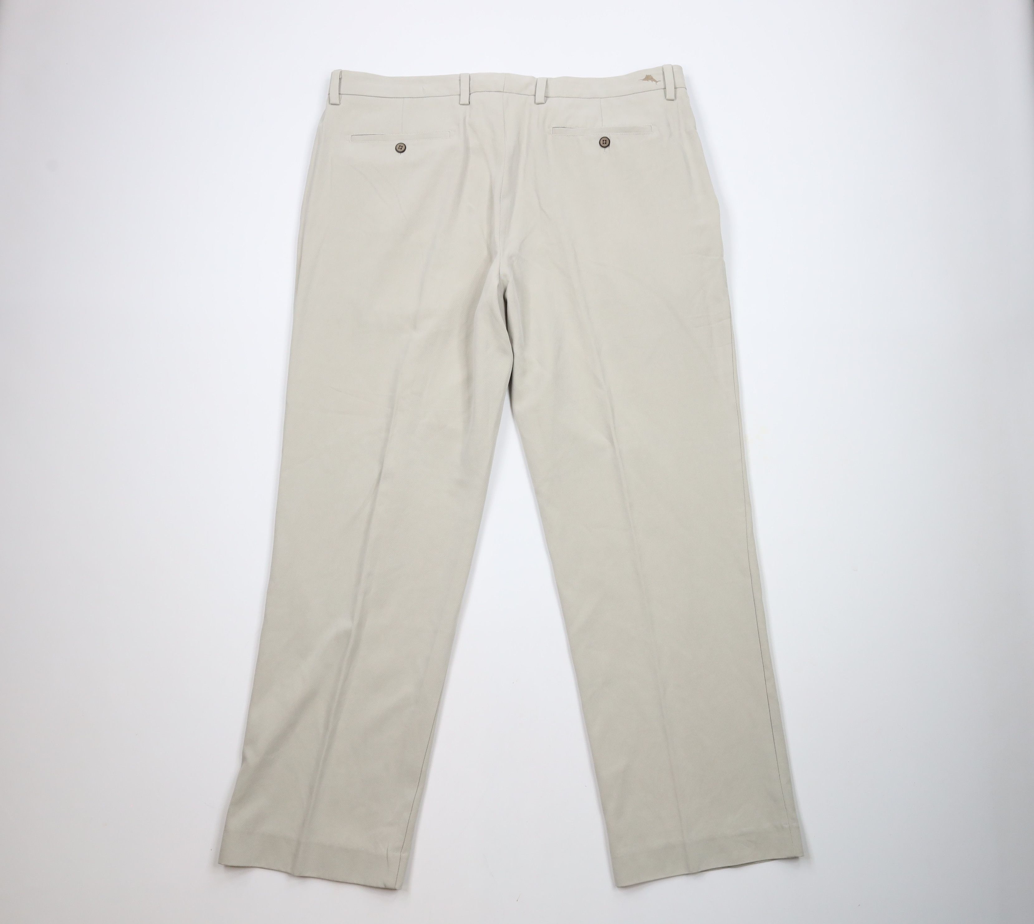 Tommy Bahama × Vintage Vintage Tommy Bahama Flat Front Wide Leg Chino Pants Beige Size US 38 / EU 54 - 8 Thumbnail