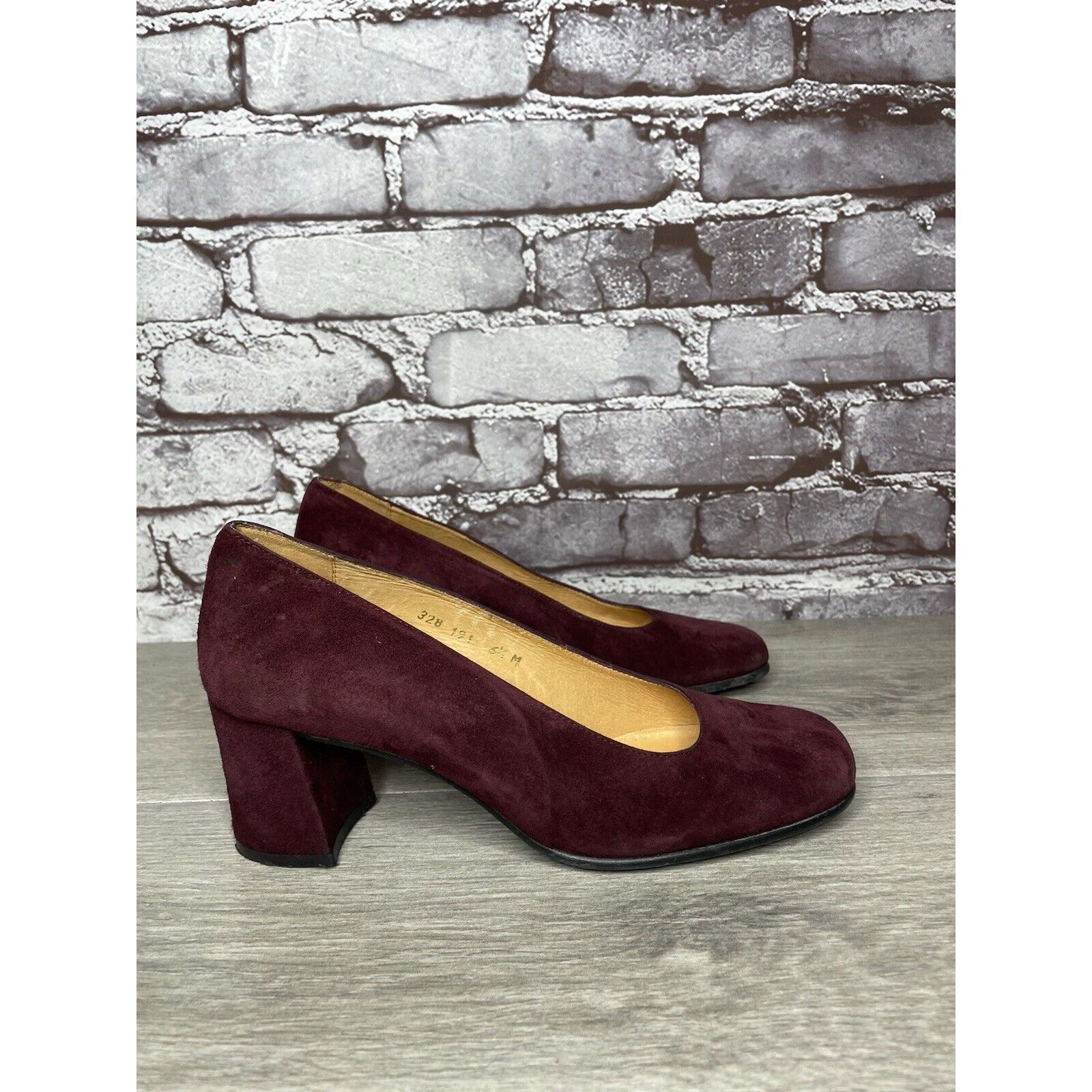 Other David Aaron Burgundy Maroon Suede Leather Round High Heels W Size US 6.5 / IT 36.5 - 22 Thumbnail