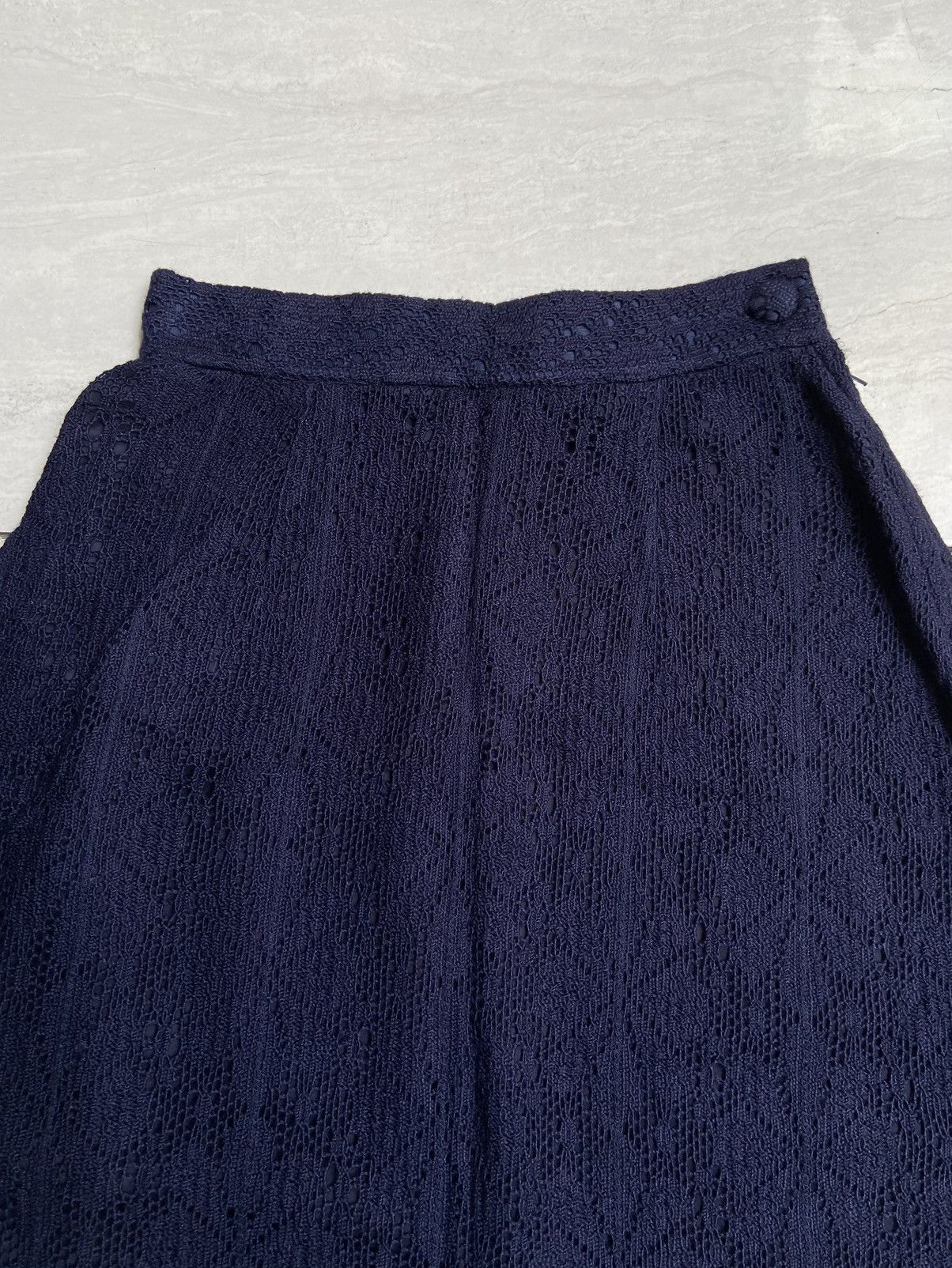 Issey Miyake IS Issey Miyake Navy Brokat Skirt Size 22" - 10 Thumbnail