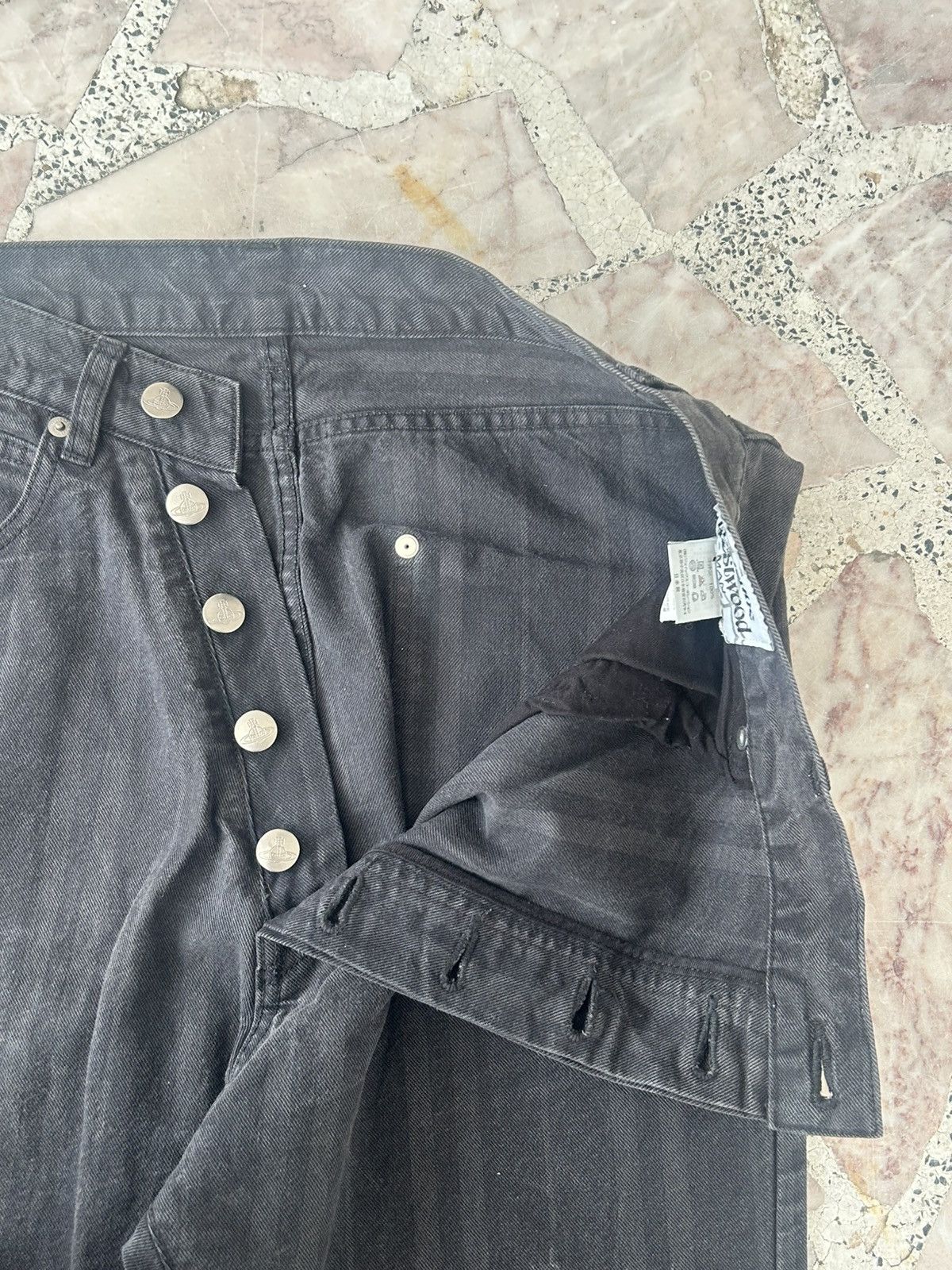 Vivienne Westwood Crazy Punk Vivienne Westwood Assymmetry Black Stripe Denim Size US 31 - 7 Thumbnail