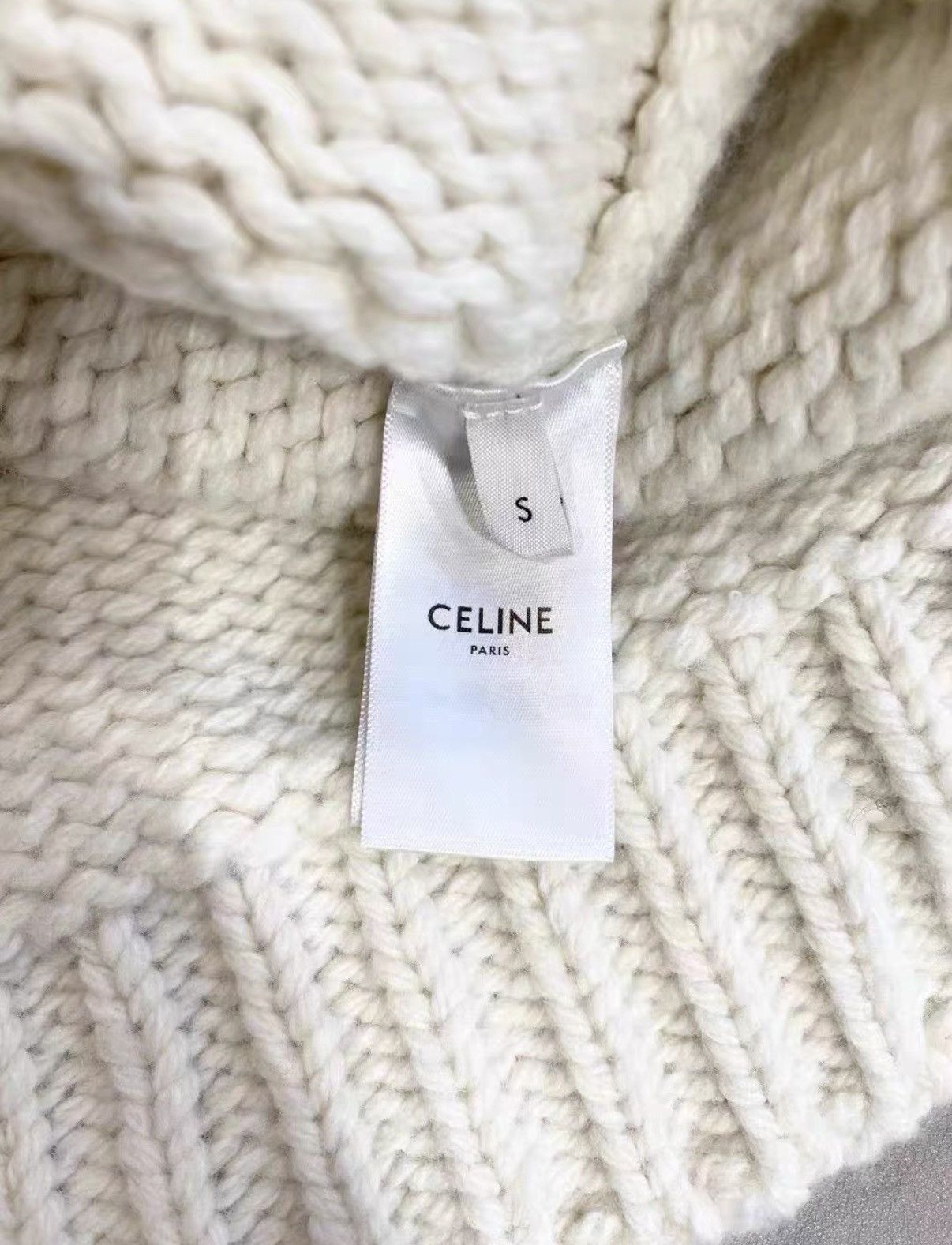 Celine Celine Stylish white large logo wool hooded knit sweater J33 Size S / US 4 / IT 40 - 5 Thumbnail