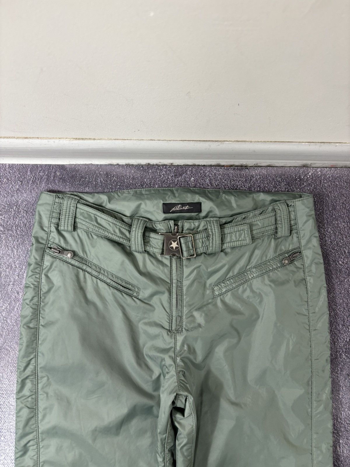 JET SET Jet Set Women’s Sage Green Star Belted Outdoor Ski Pants Size 32" / US 10 / IT 46 - 6 Thumbnail