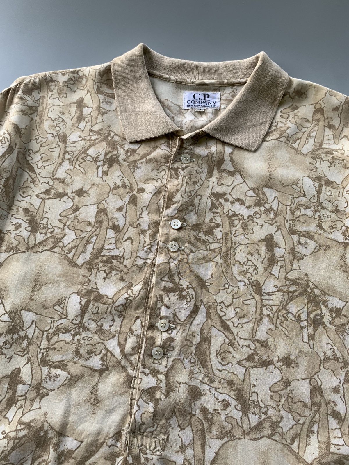 Massimo Osti 90s C.P. COMPANY MASSIMO OSTI ABSTRACT FULLPRINT POLO SHIRT Size US L / EU 52-54 / 3 - 7 Thumbnail