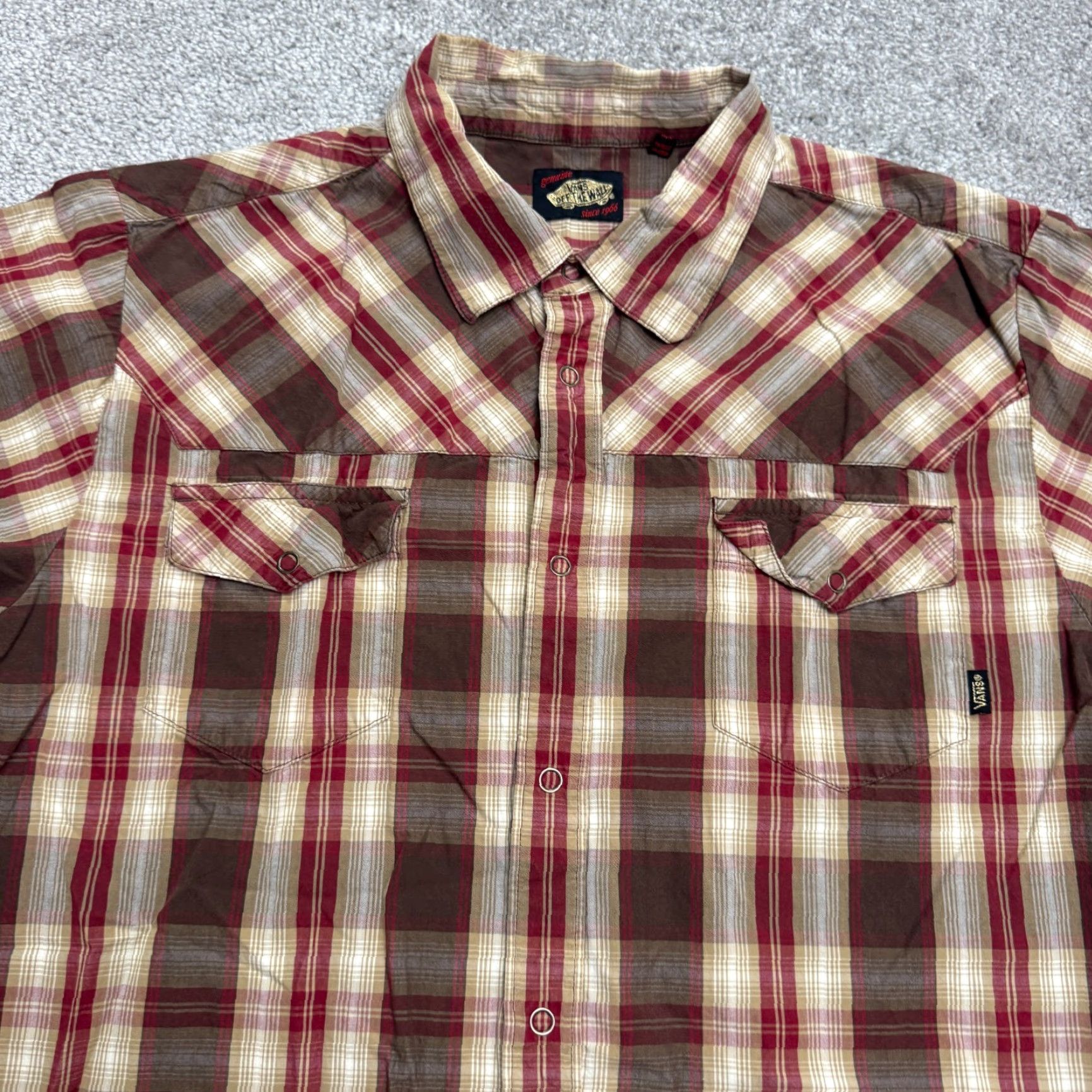 Vans VINTAGE Vans Off The Wall Button-Down Shirt Men M Red Plaid Cotton Casual Y2K Streetwear 90s Mens Size US M / EU 48-50 / 2 - 4 Thumbnail