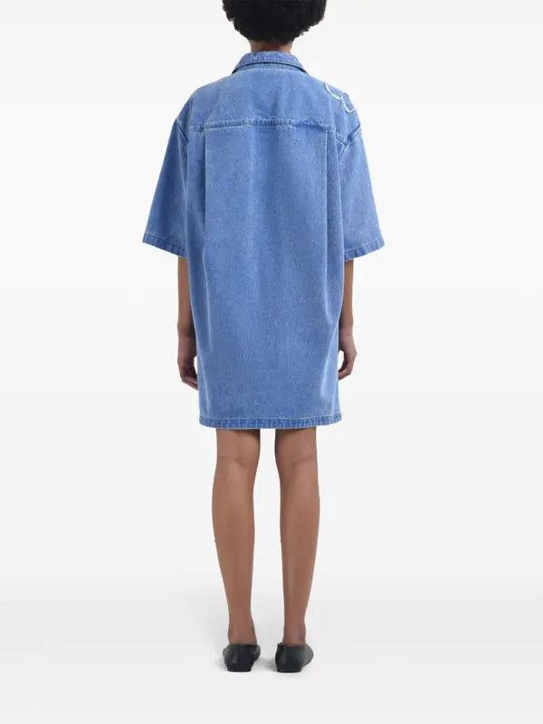 Marni o1w1db10426 Denim Mini Dress in Blue Size S / US 4 / IT 40 - 4 Thumbnail