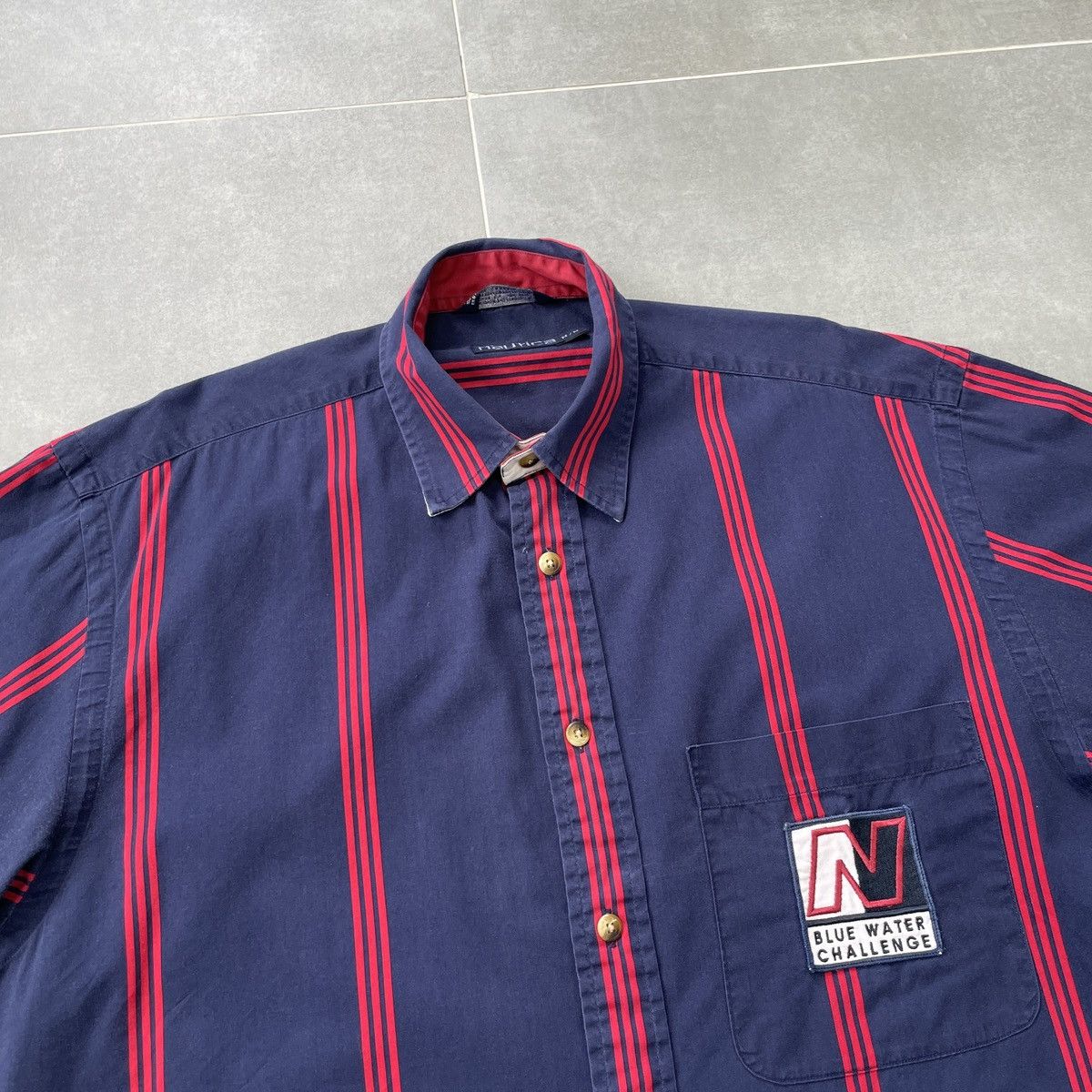 Nautica × Vintage Vintage Nautica Blue Water Challenge Button Shirt Size M Size US M / EU 48-50 / 2 - 5 Thumbnail