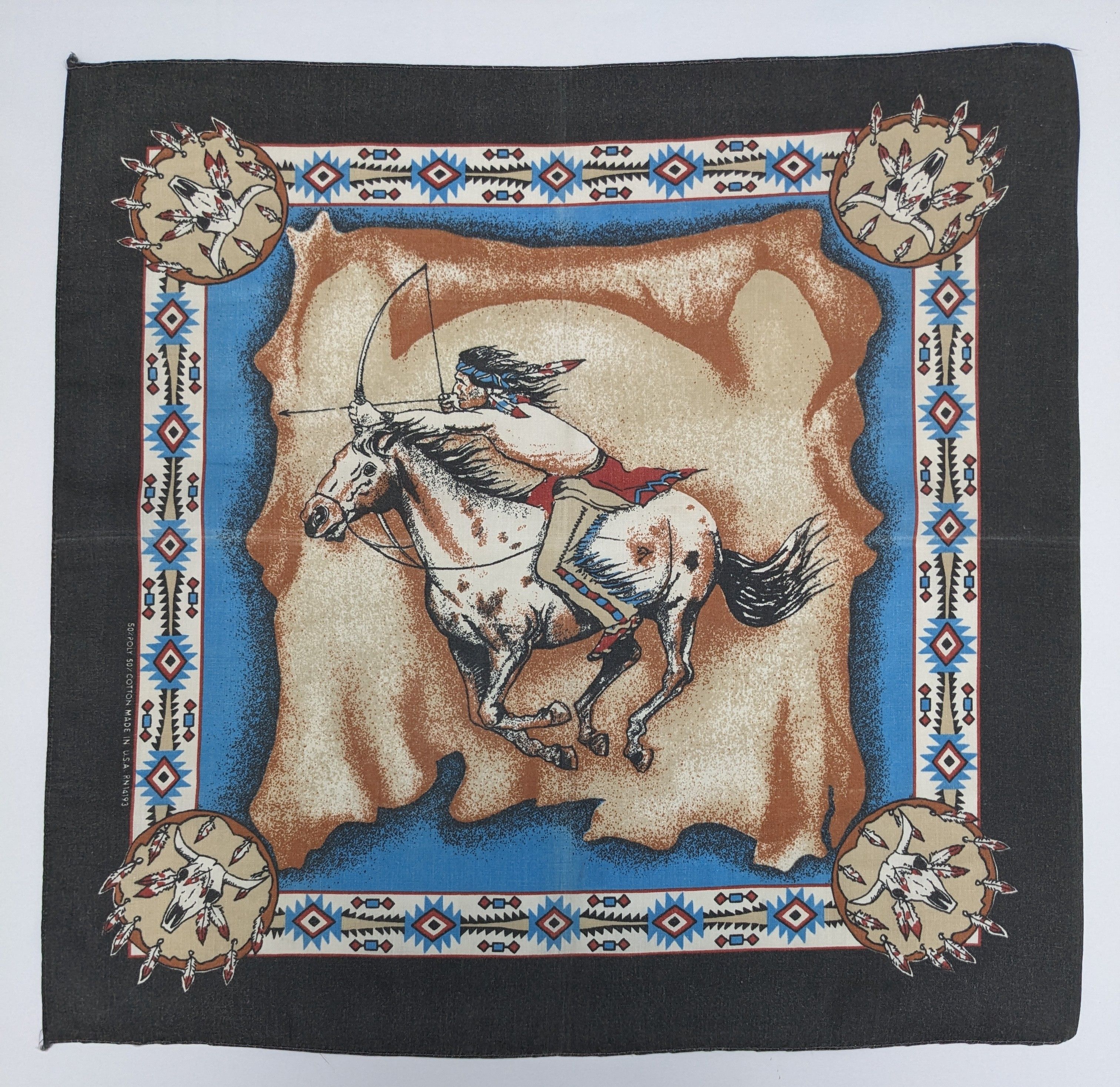 Primitive Vintage 70s Wamcraft Native American Warrior Horse Buffalo Size ONE SIZE - 3 Thumbnail