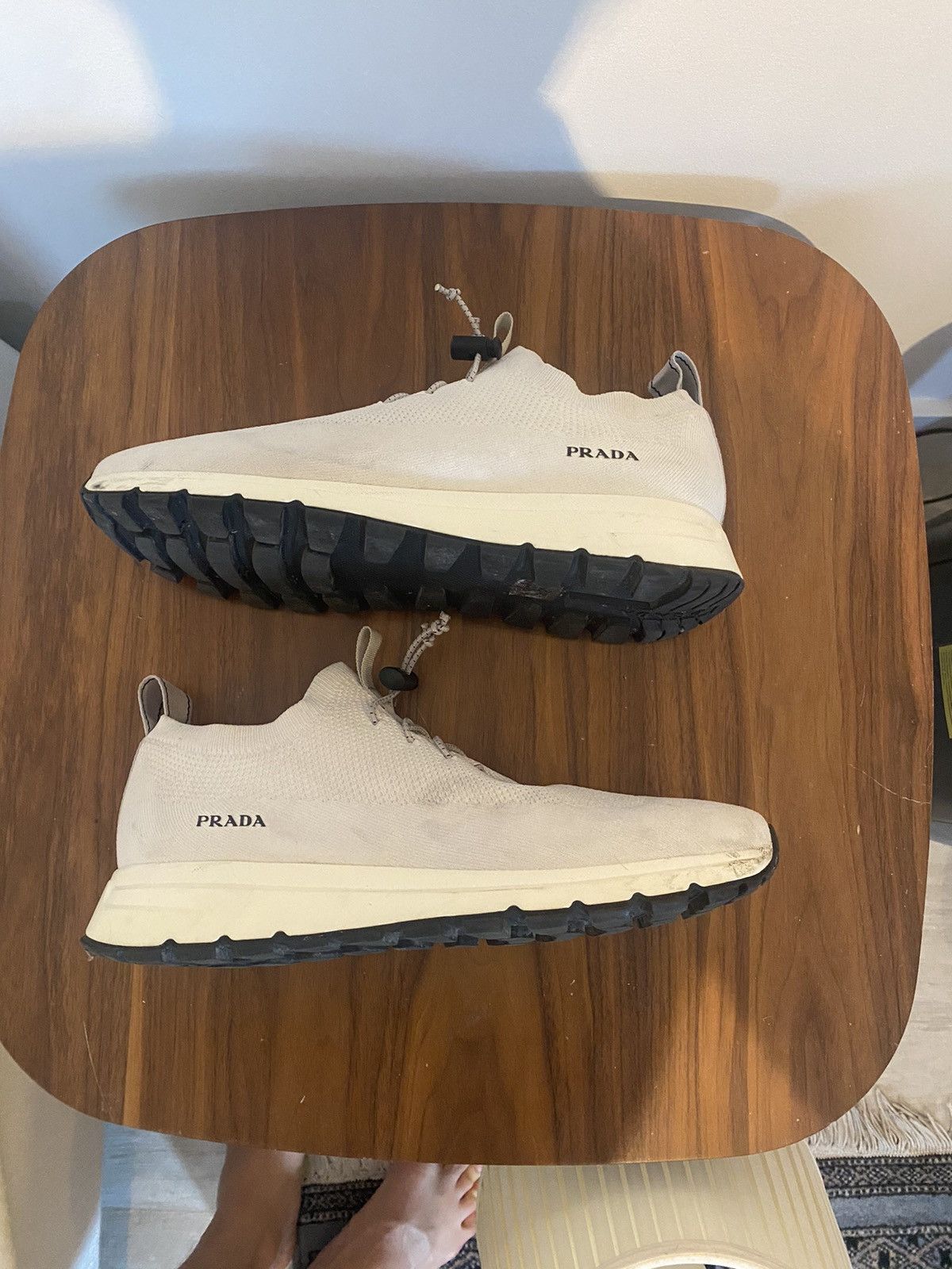 Prada Prada White Knit Sneaker Size US 10 / EU 43 - 2 Thumbnail