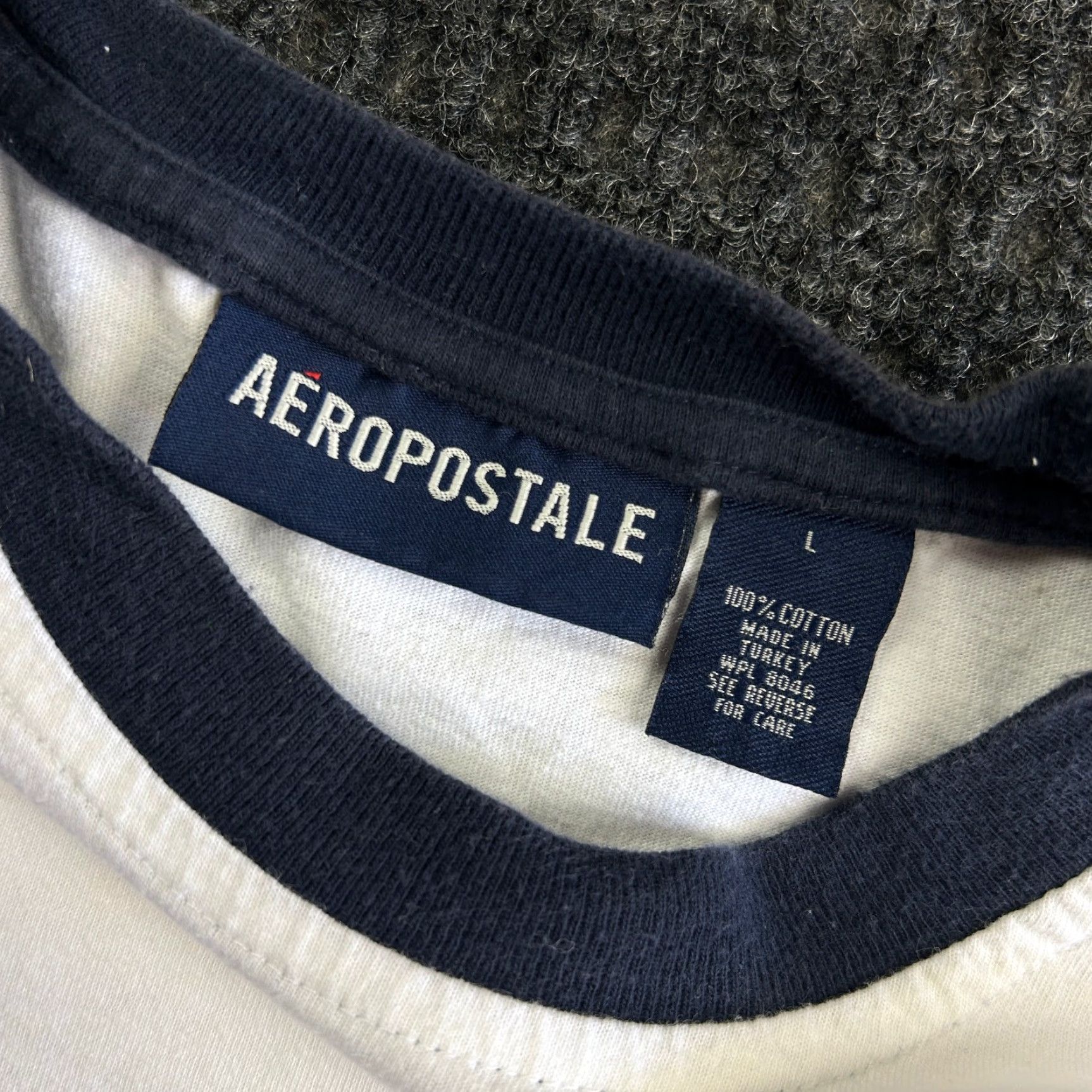 Aeropostale VINTAGE Aeropostale T Shirt Varsity Athletics 97 White L Ringer 90s y2k HipHop Size US L / EU 52-54 / 3 - 2 Thumbnail